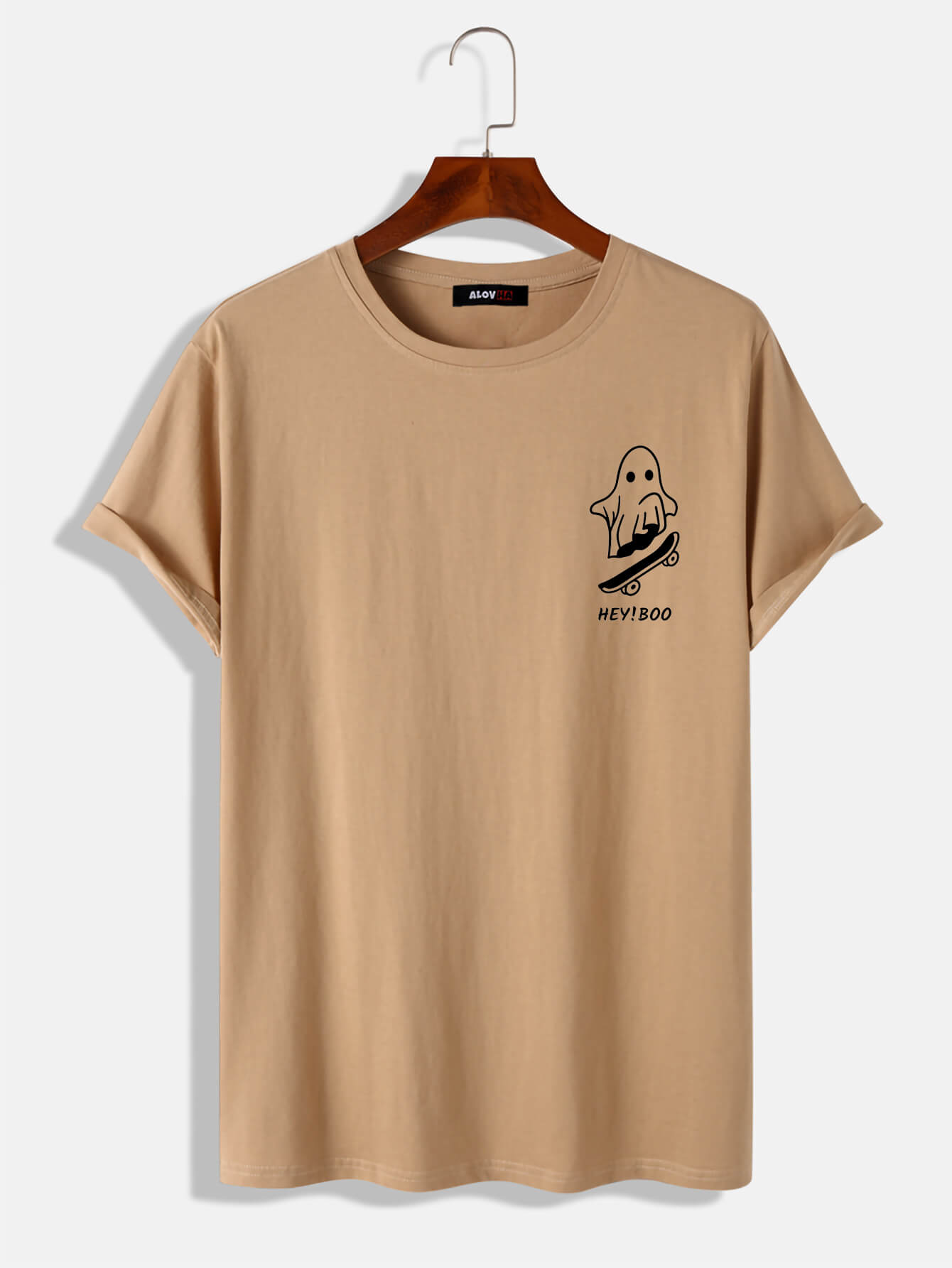 100% Cotton Halloween Skateboard Cool Ghost Print T-Shirt