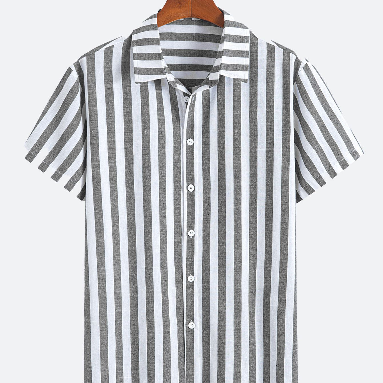 Vertical Striped Textured Casual Sleeved Shirt