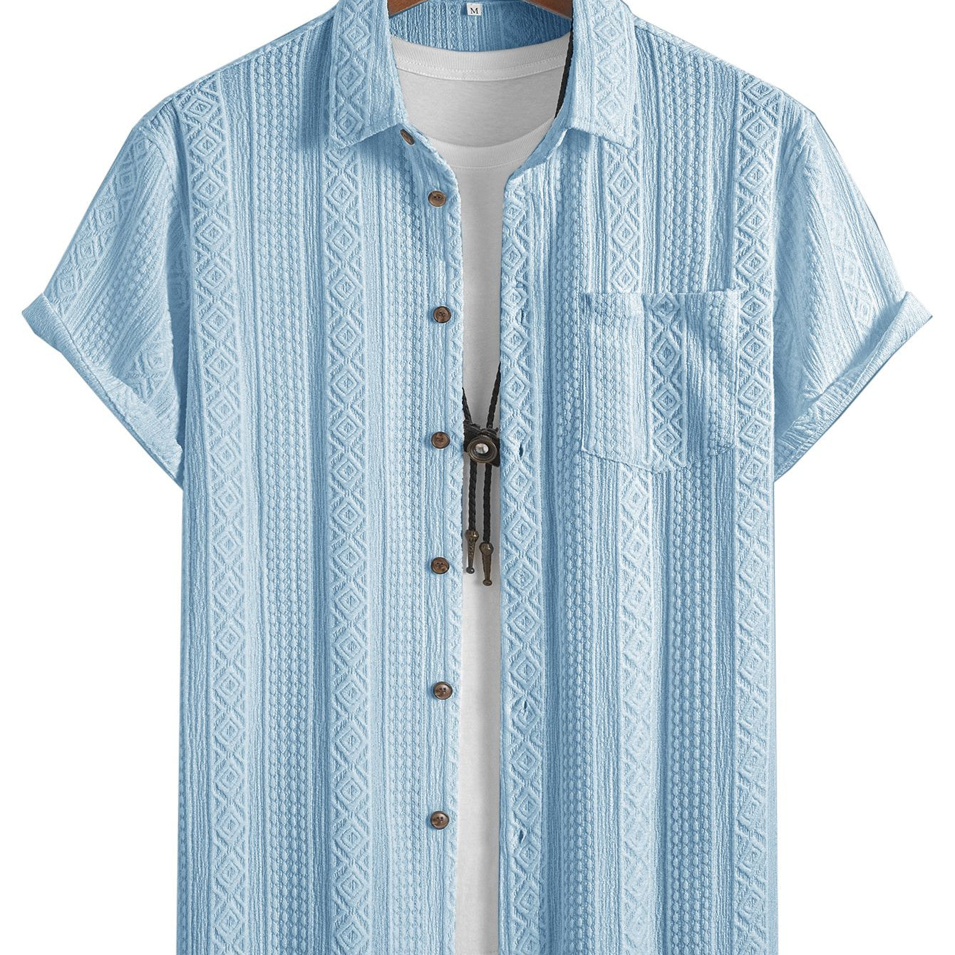 Light Blue Bubble Textured Sleeve Shirt