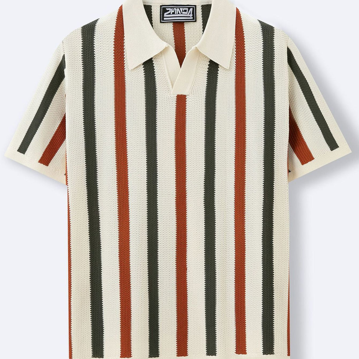Retro Vertical Stripe Knitted Shirt