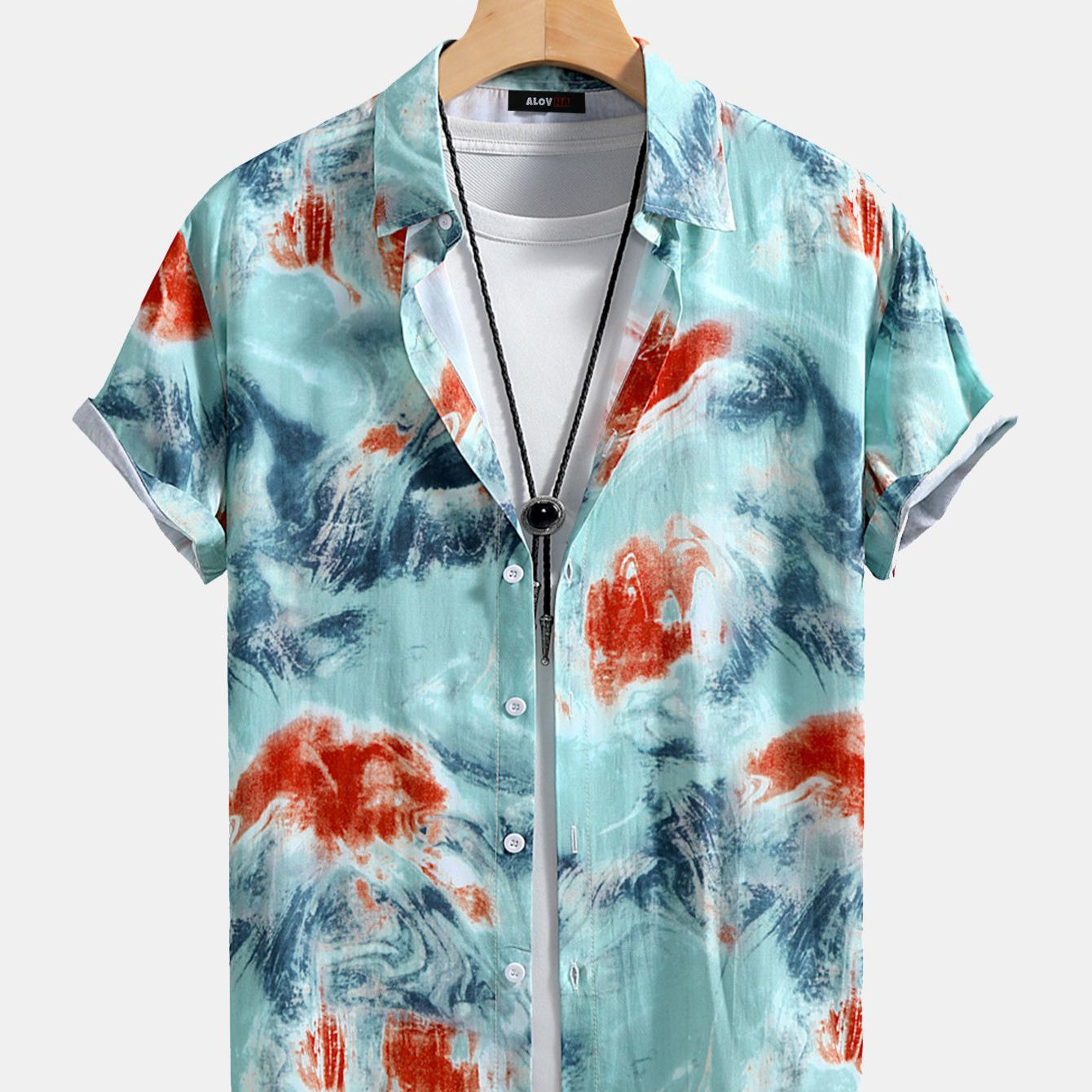 Abstract Ink Splash Print Short Sleeve Shirt