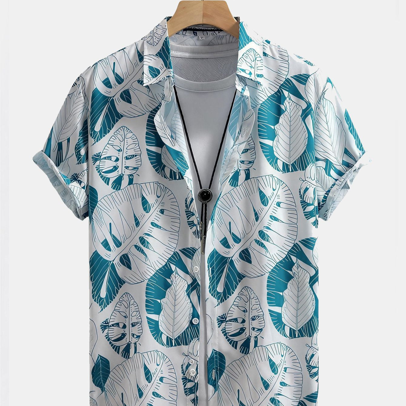 Tropical Leaf Print Short Sleeve Shirt