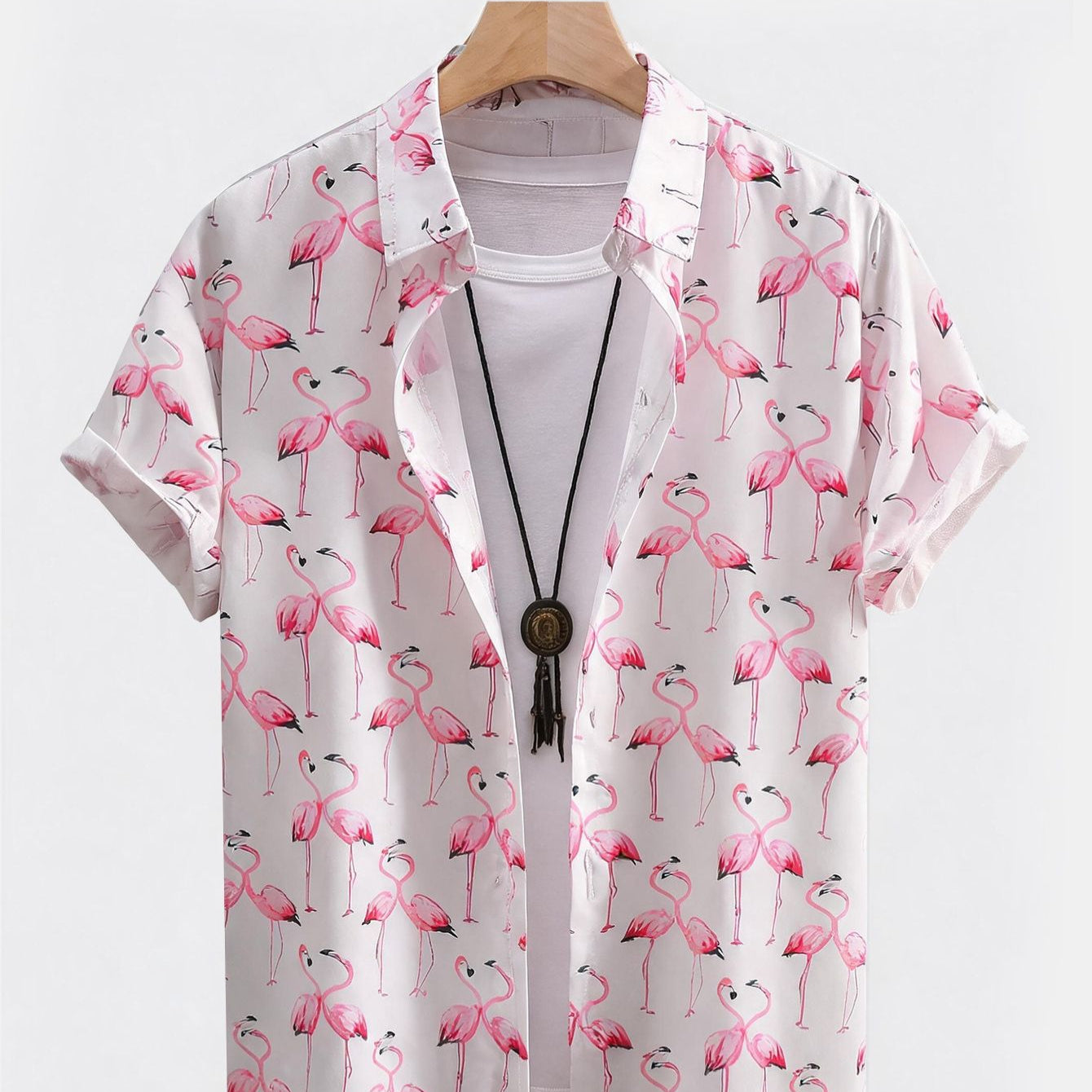 Flamingo Print Short Sleeve Shirt