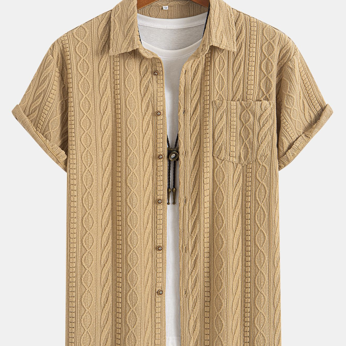 Embossed Textured SleeveBrown Casual Shirt