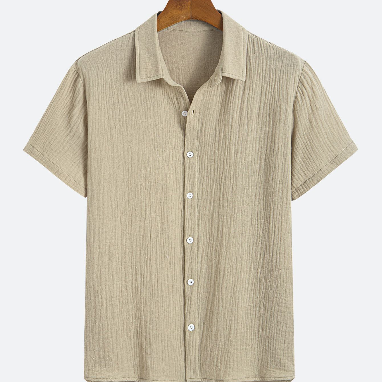 Textured Khaki Casual Polo Shirt