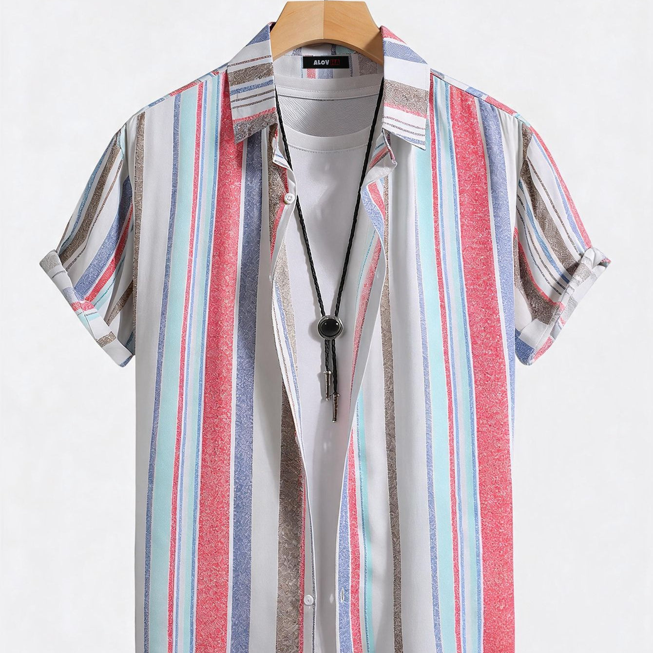 Multicolor Vertical Stripe Short Sleeve Shirt