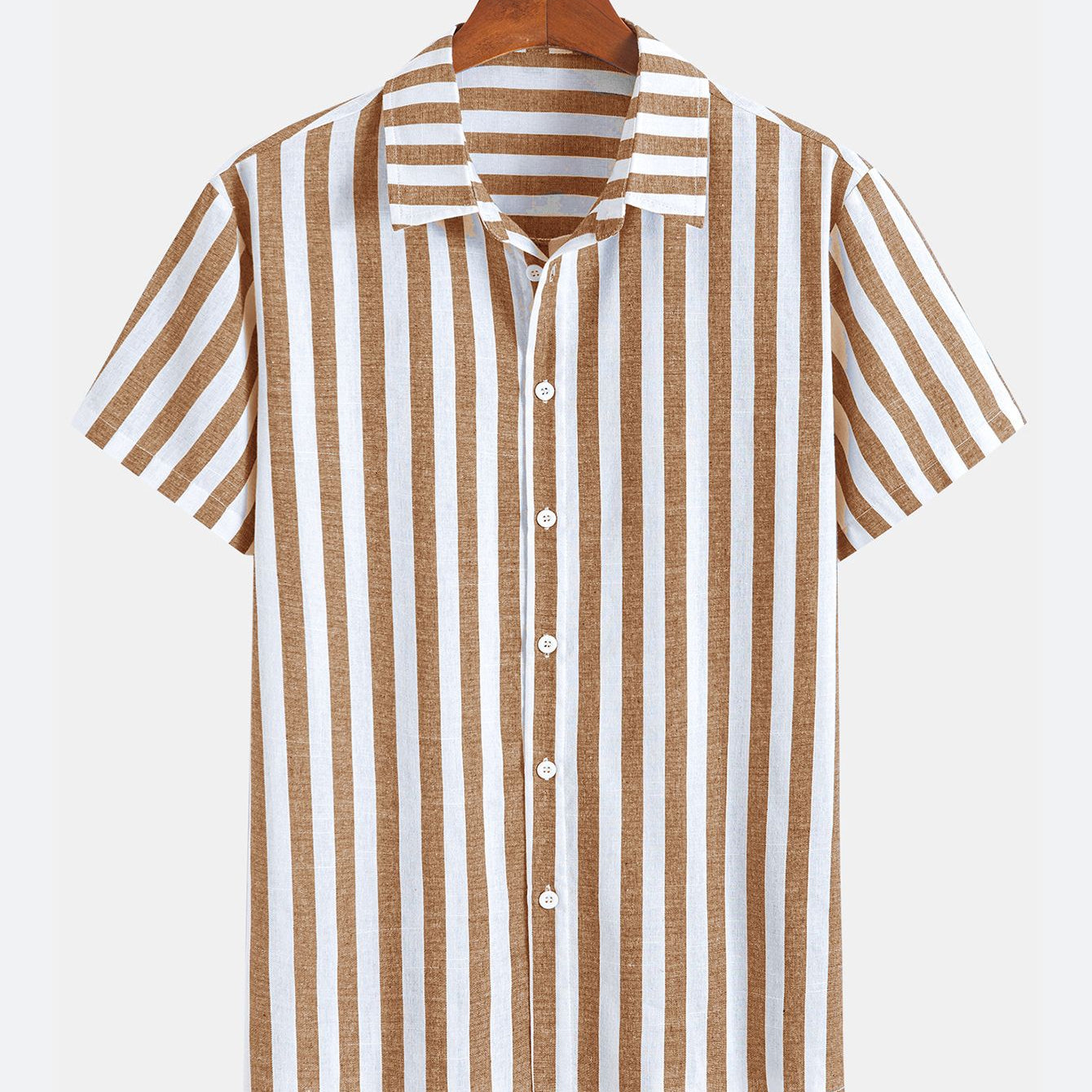 Vertical Striped Textured Casual Sleeved Shirt