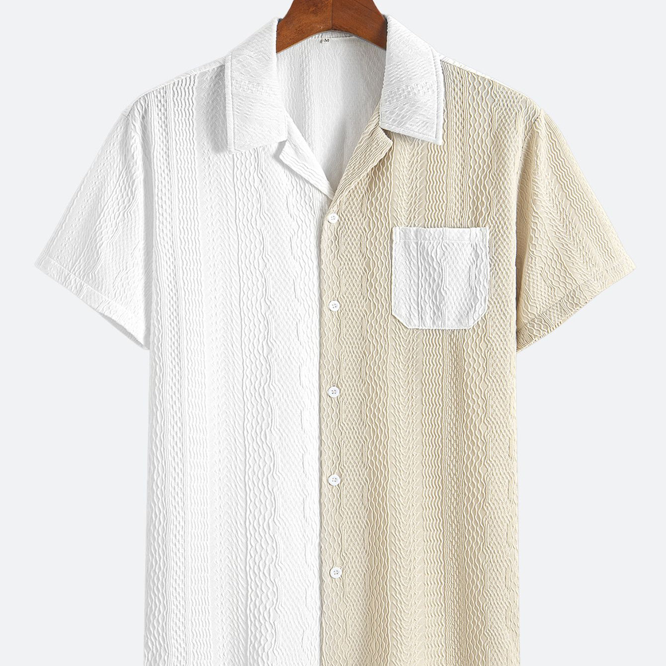 Block Textured Camp Collar Shirt
