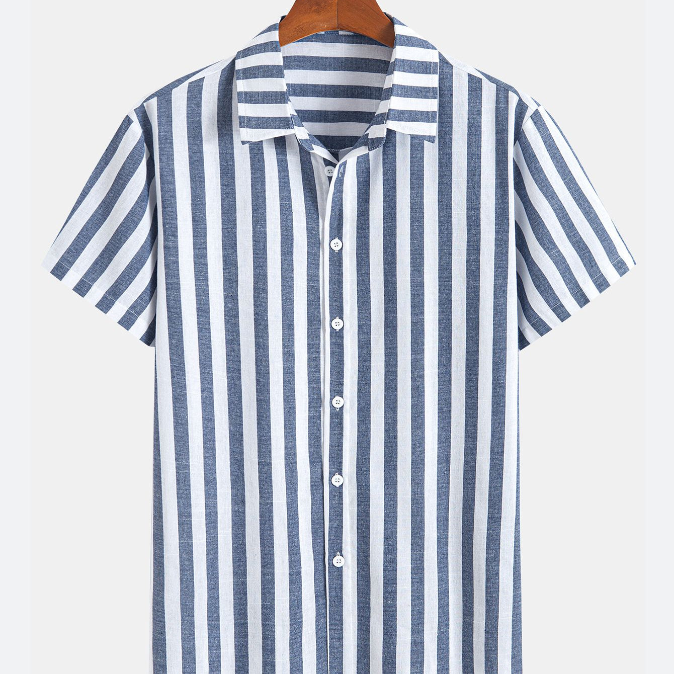 Vertical Striped Textured Casual Sleeved Shirt
