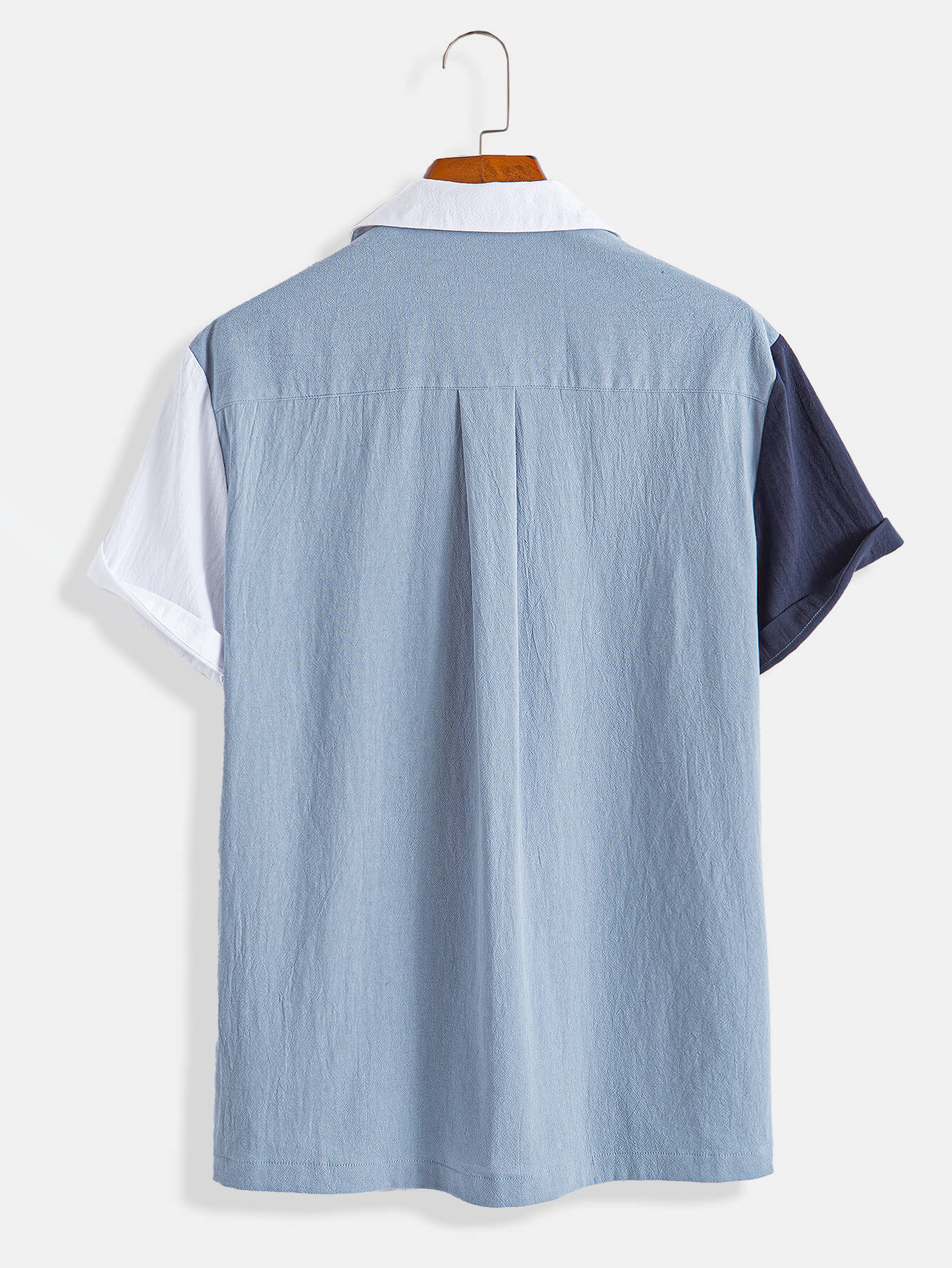 Casual Cotton Patchwork Multi-Pocket Textured Shirt