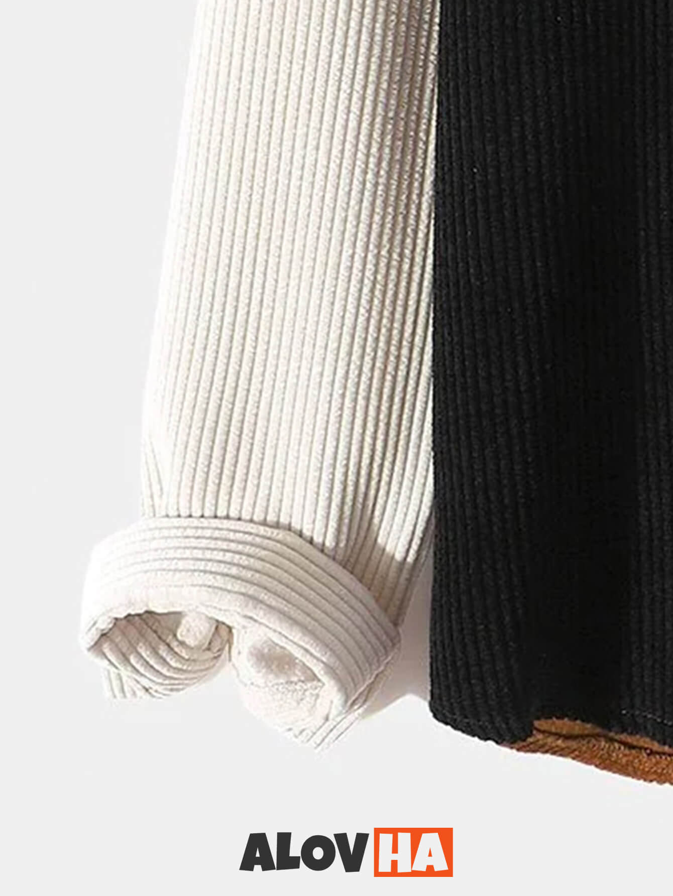 Casual Long Sleeve Color Block Corduroy Shirt