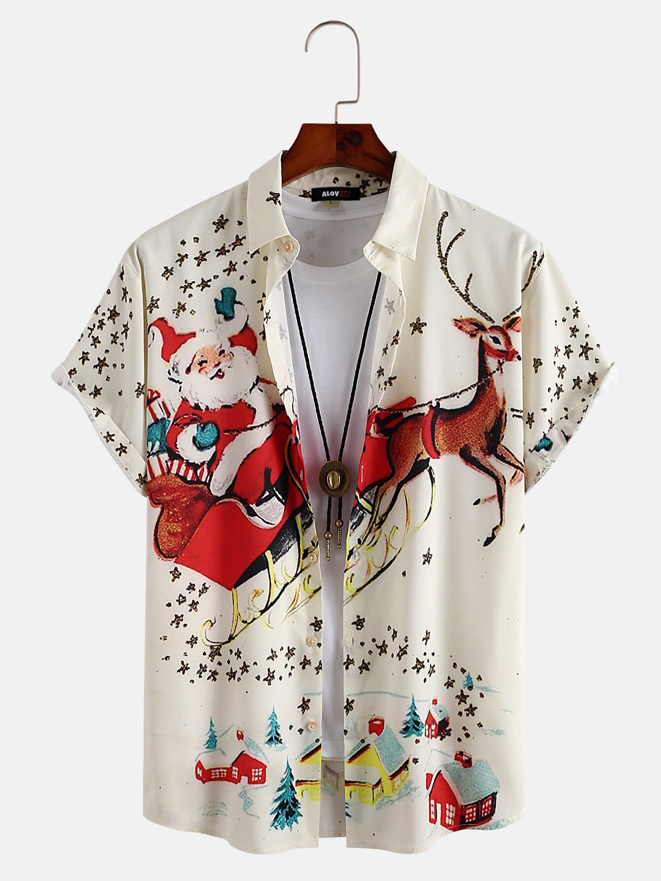 Christmas Santa and Elk Print Shirt