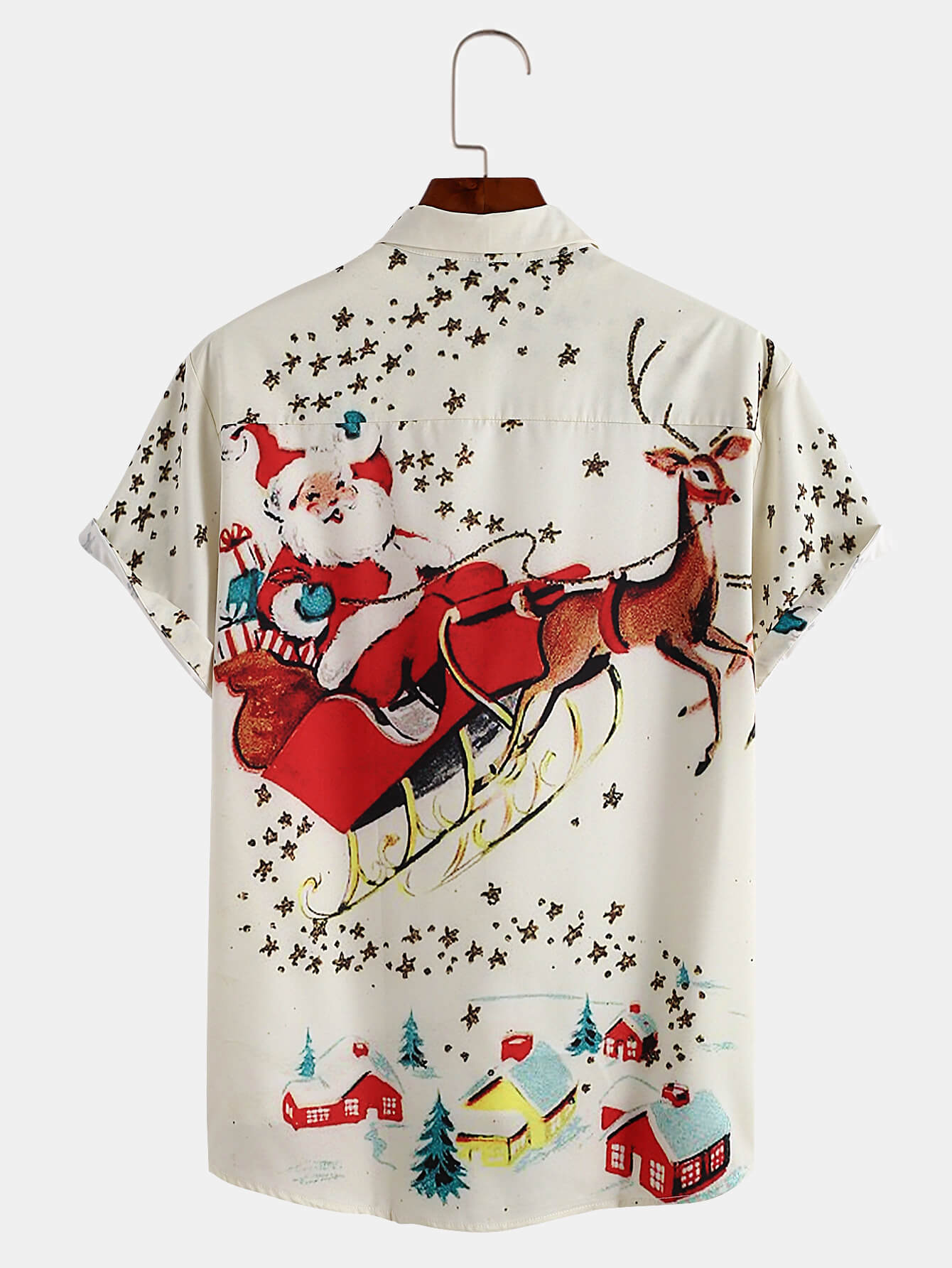 Christmas Santa and Elk Print Shirt
