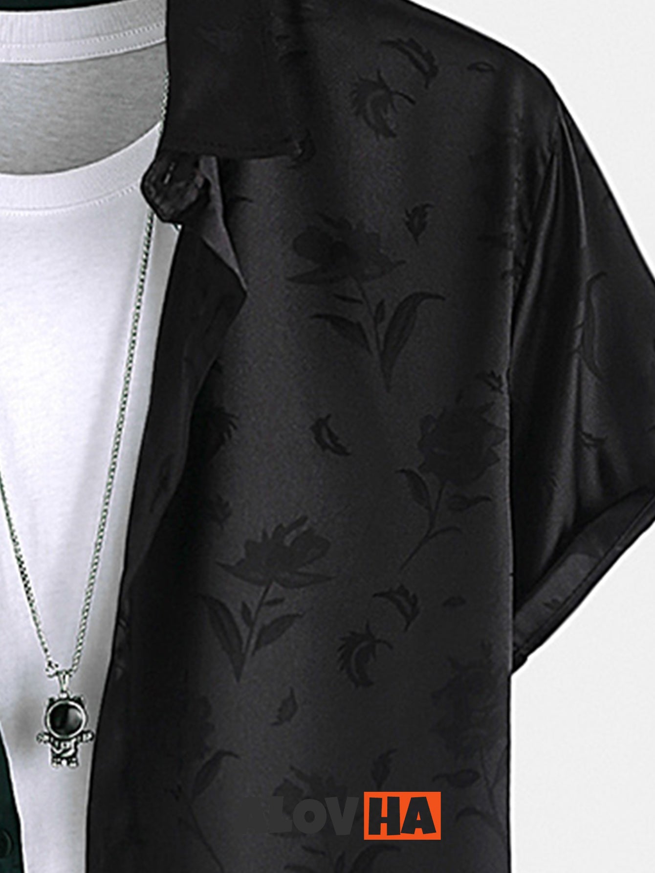 Contrast Hawaiian Rose Jacquard Shirt