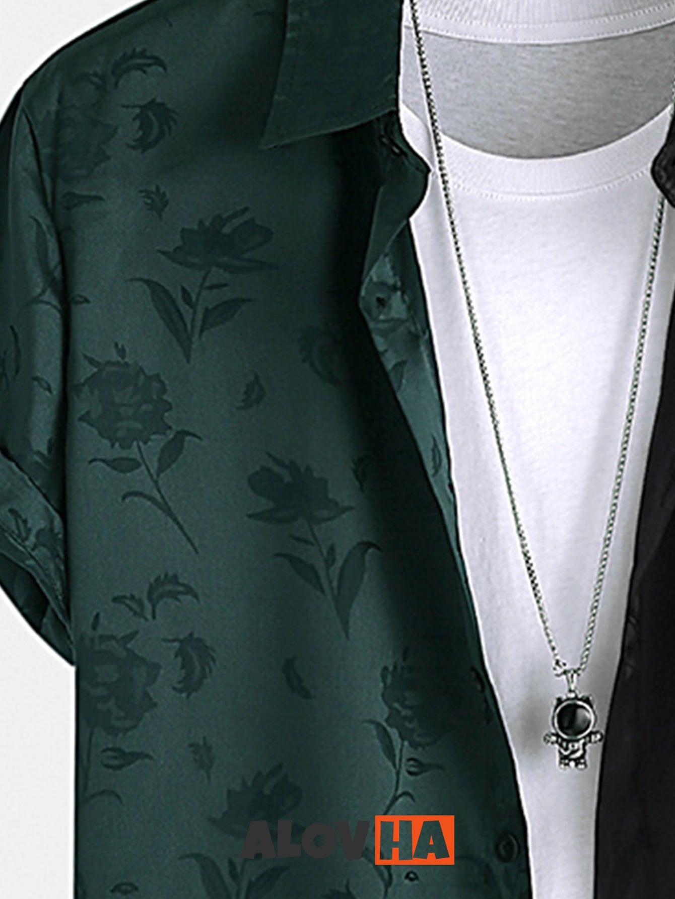 Contrast Hawaiian Rose Jacquard Shirt