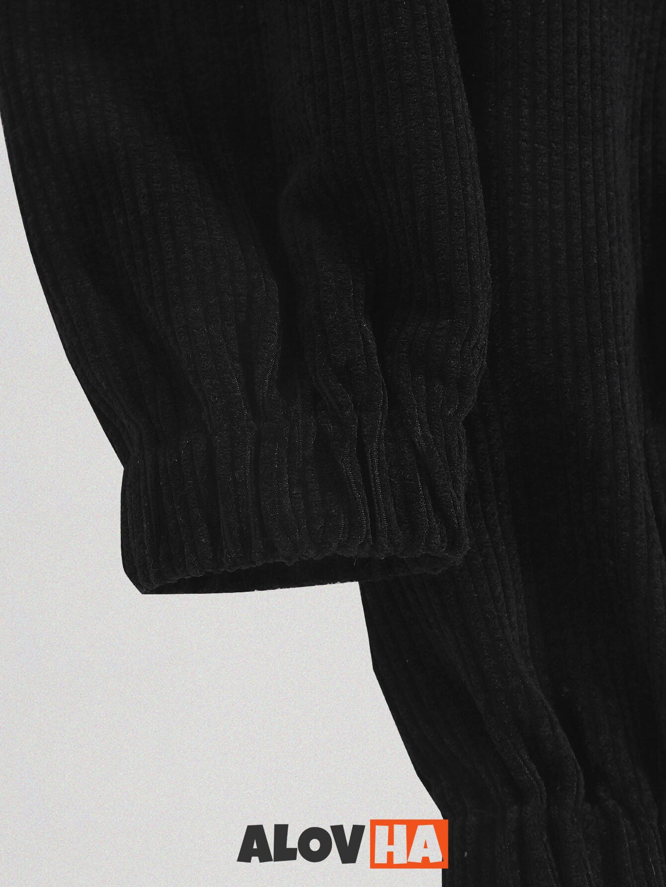 Corduroy Black And White Patchwork Pocket Hoodie