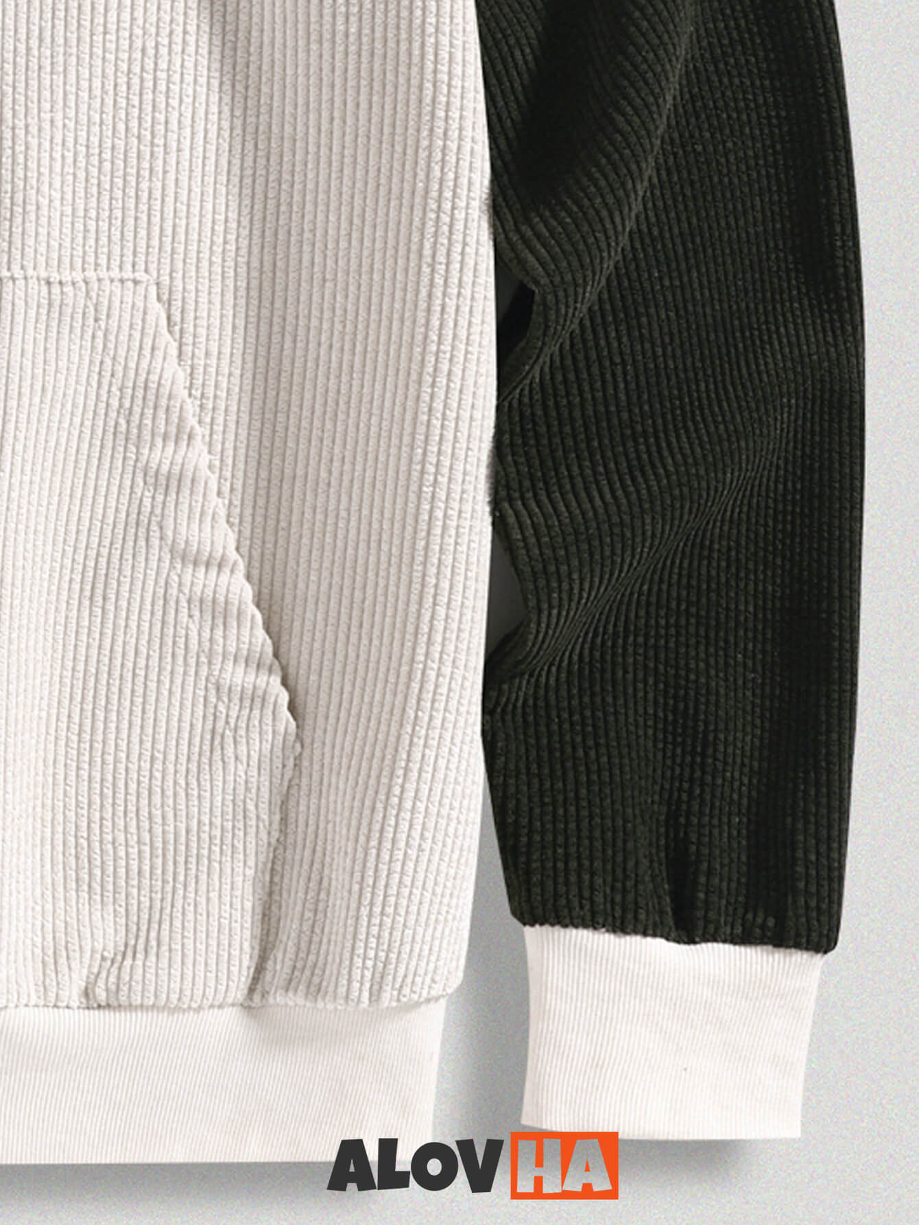 Corduroy Patchwork Pocket Button Hoodie