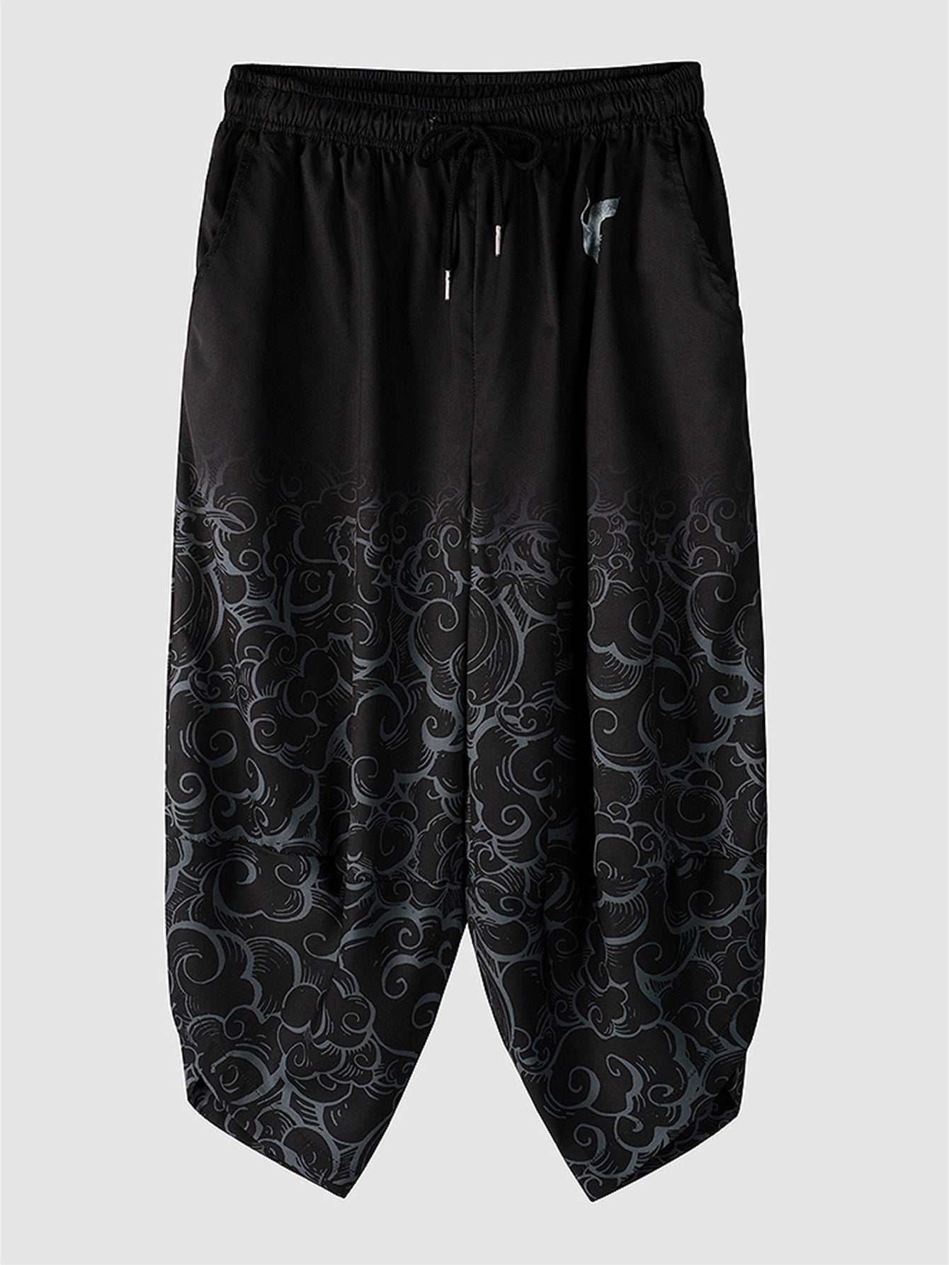 Mens Crane Printed Open Front Kimono with Shorts Set