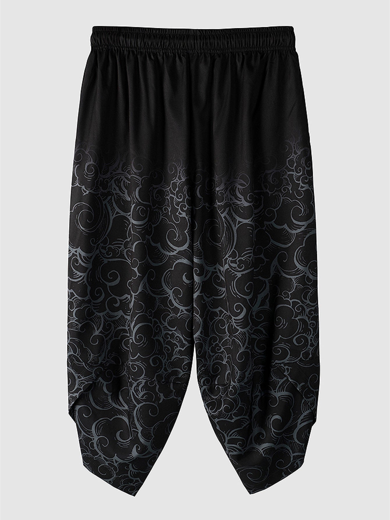 Mens Crane Printed Open Front Kimono with Shorts Set