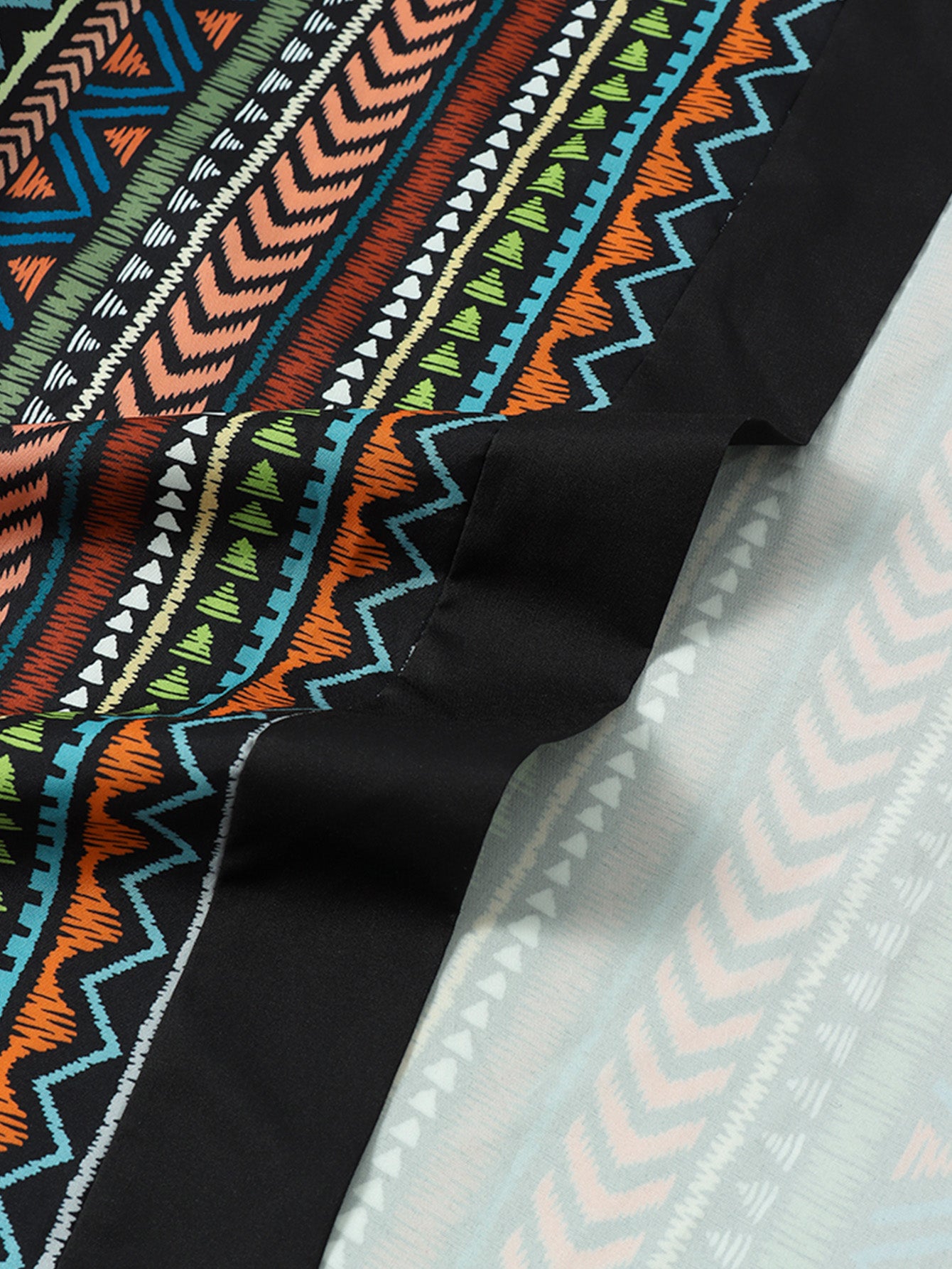 Ethnic Stripe Print Kimono Set