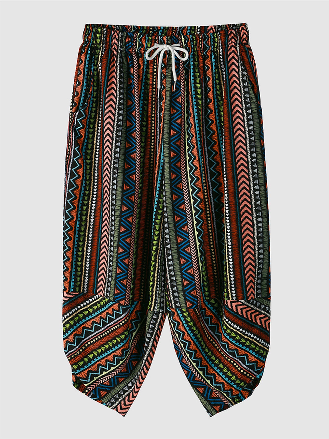 Ethnic Stripe Print Kimono Set