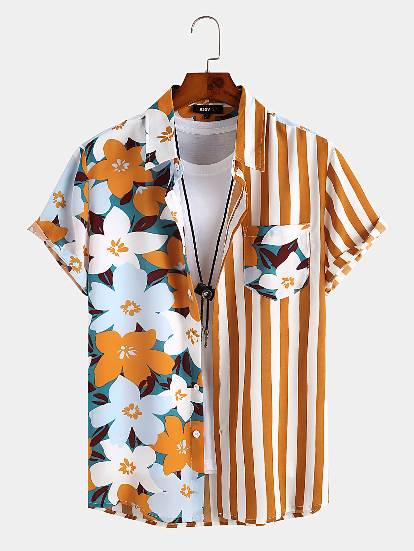 APTRO Camicia Hawaiana Uomo Maniche Corte – Floreale Estiva In Tessuto Leggero 4 Vie – Stile Aloha Per Spiaggia, Feste E Vacanze – Taglia 4XL, Fiore Bianco F241