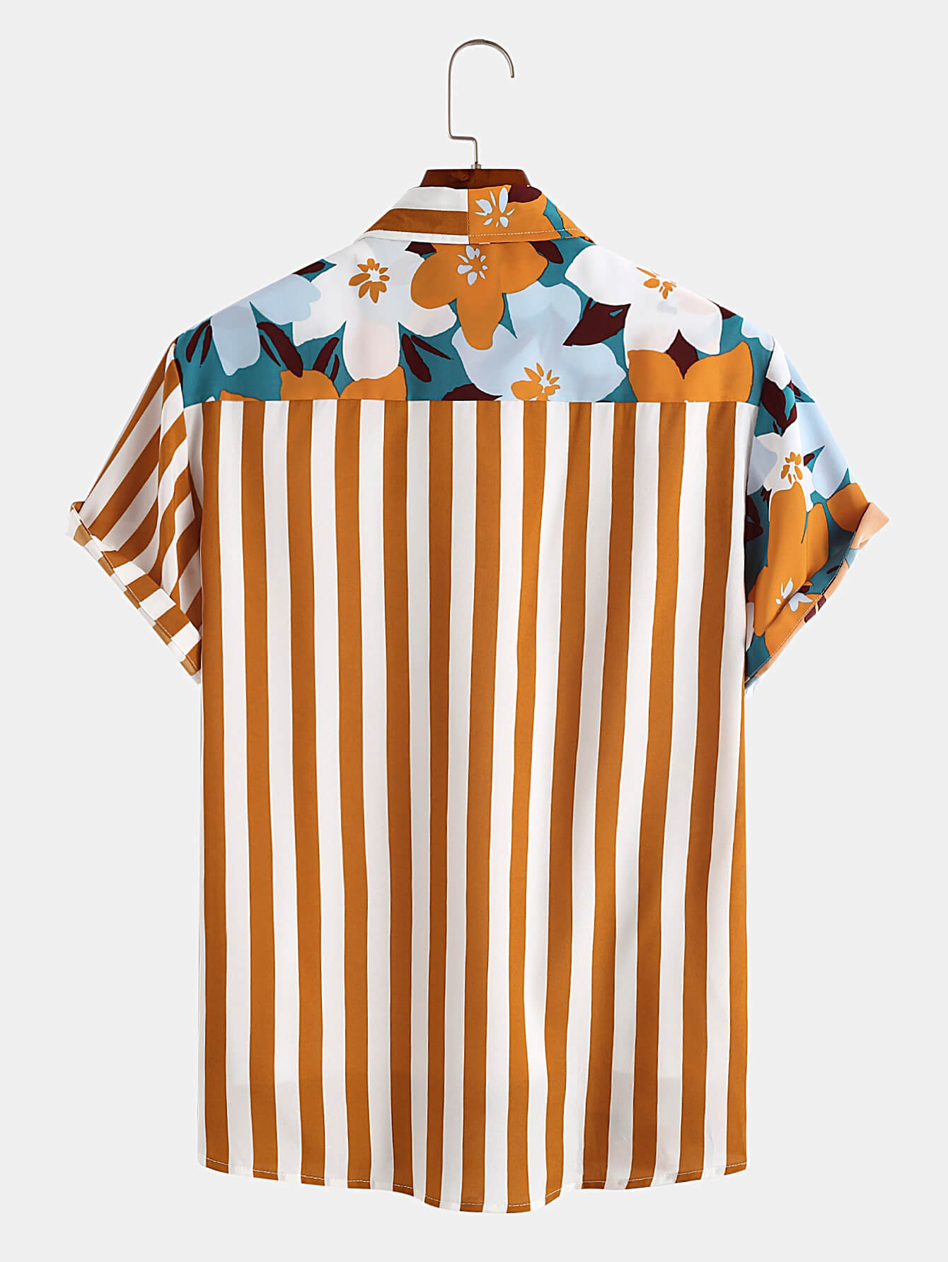 Floral Stripe Panel Holiday Shirt