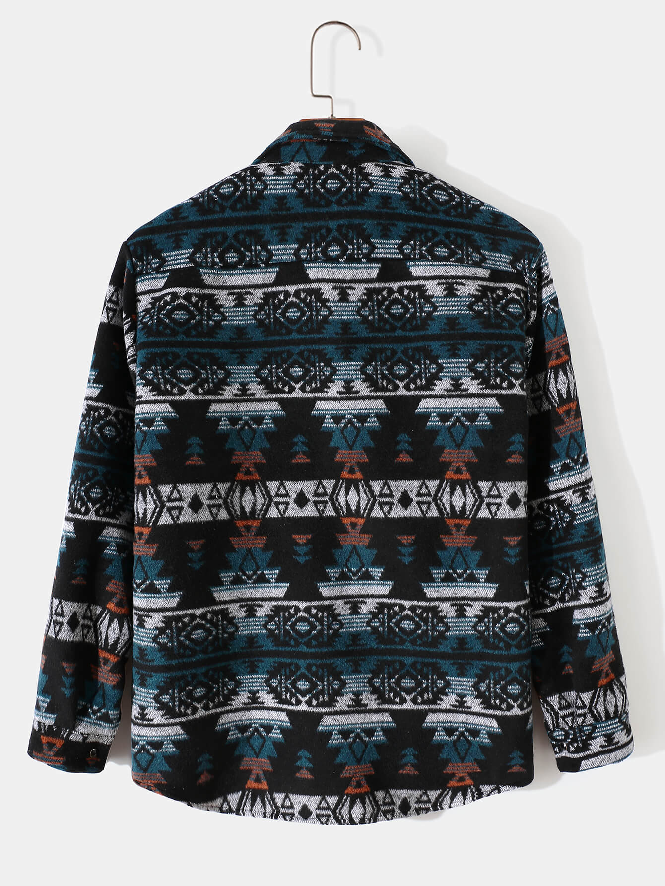 Flannel Irregular Geometric Pattern Lapel Jacket