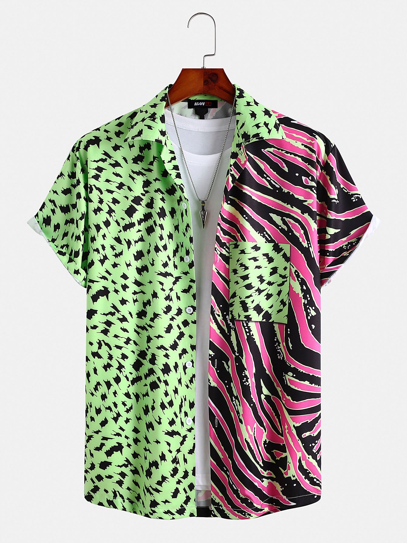 Leopard Double-Panel Print Shirt