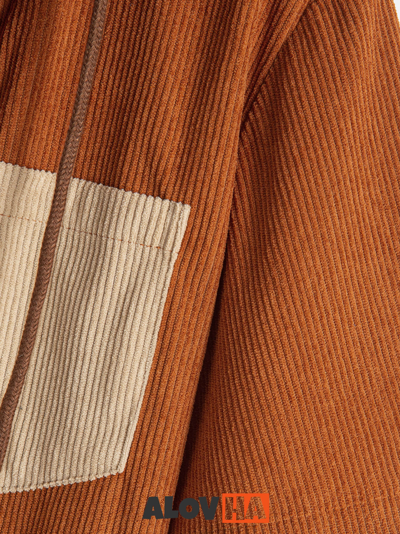 Men's Corduroy Paneled Short Sleeve Button Up Hoodie