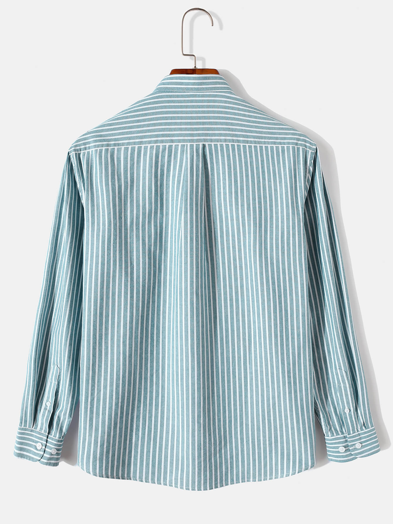 Men's Cotton Oxford Shirt Casual Versatile Long-Sleeved Striped Shirt