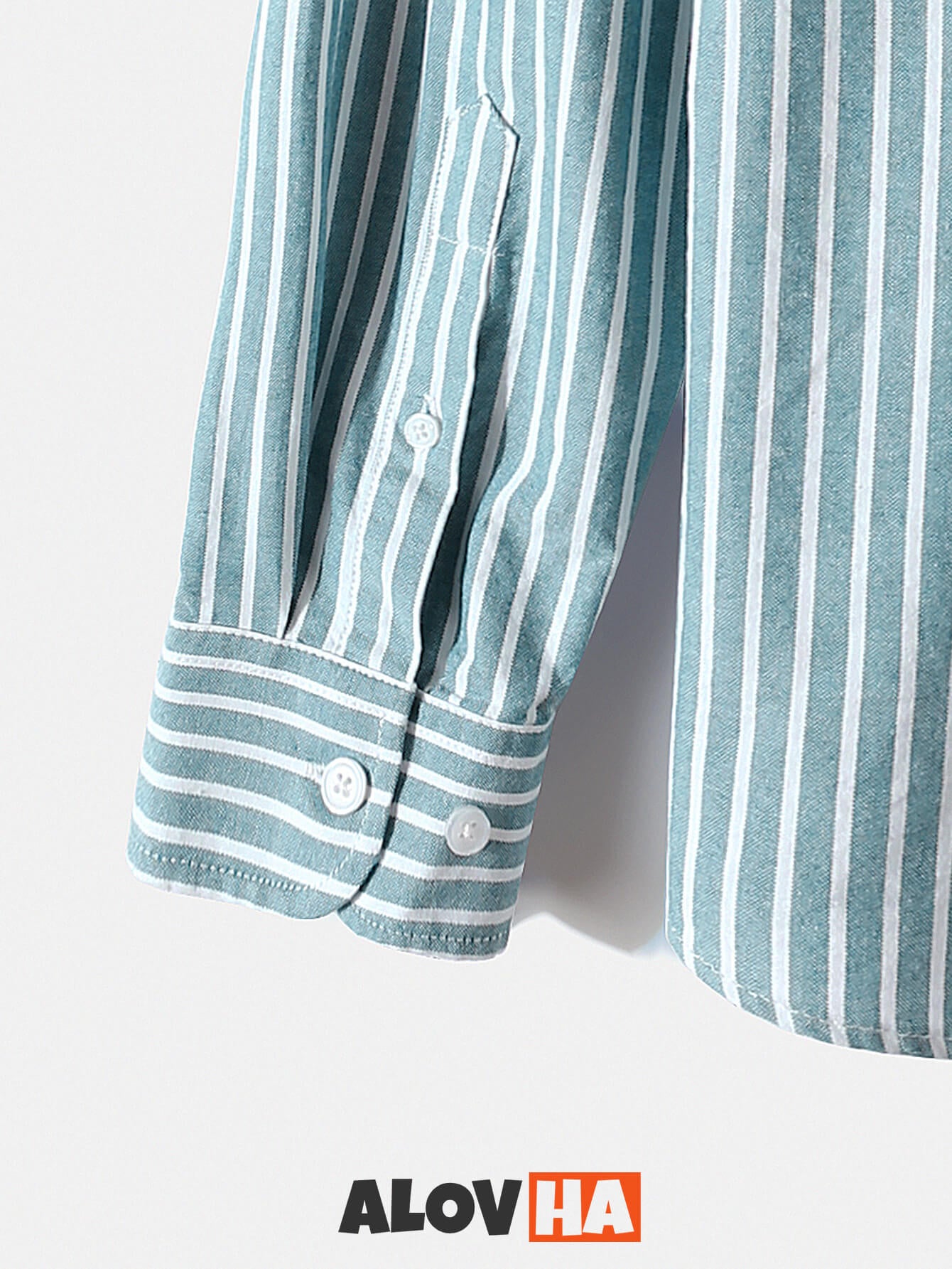 Men's Cotton Oxford Shirt Casual Versatile Long-Sleeved Striped Shirt