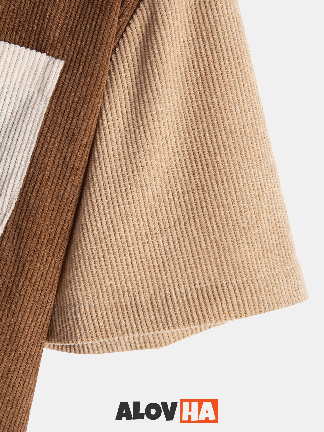 Men's Cuban Collar Patchwork Corduroy Short Sleeve Two Piece Set