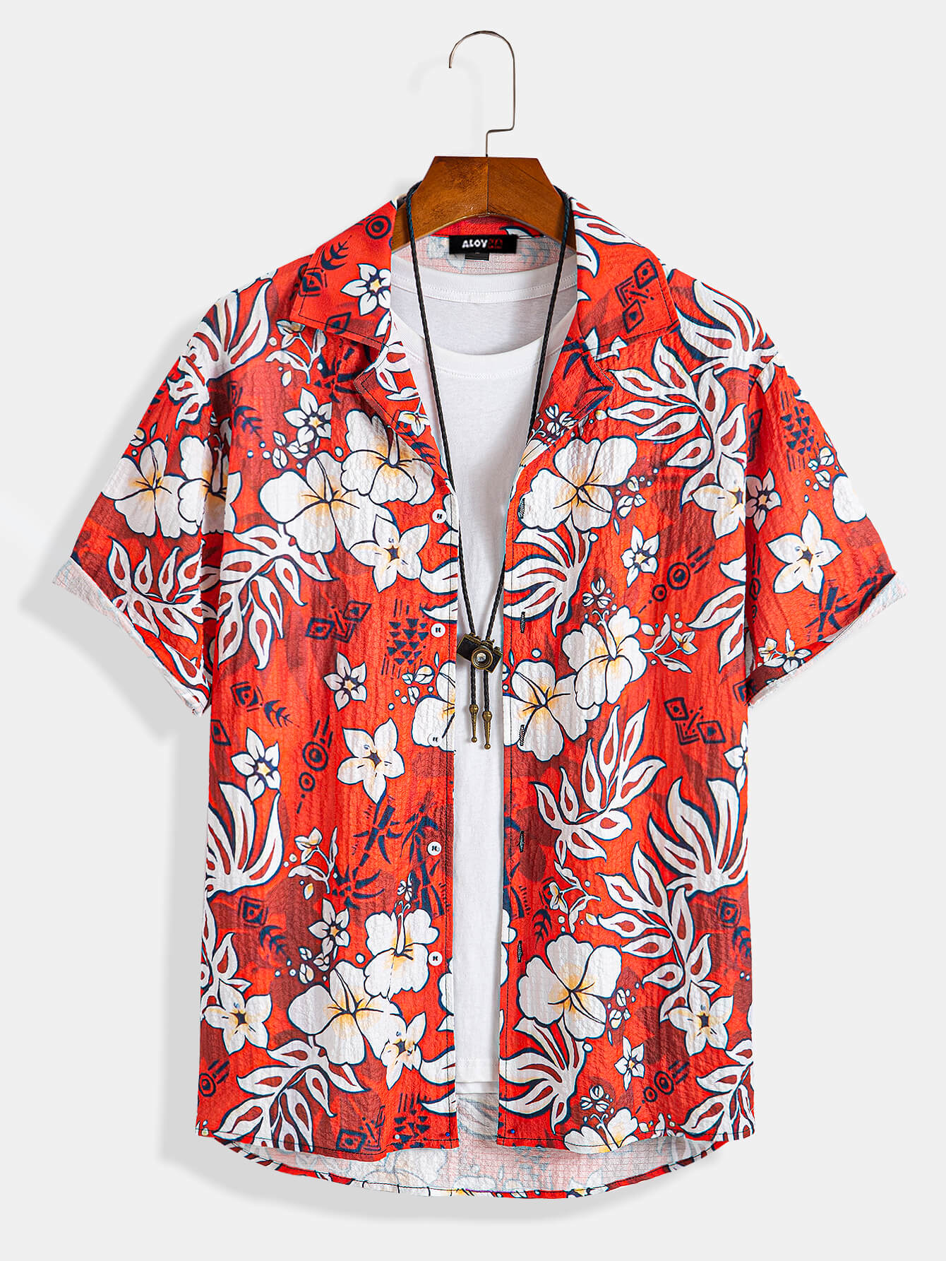 Men's Hawaiian Floral Shirt 1970s Vintage Camping Shirt