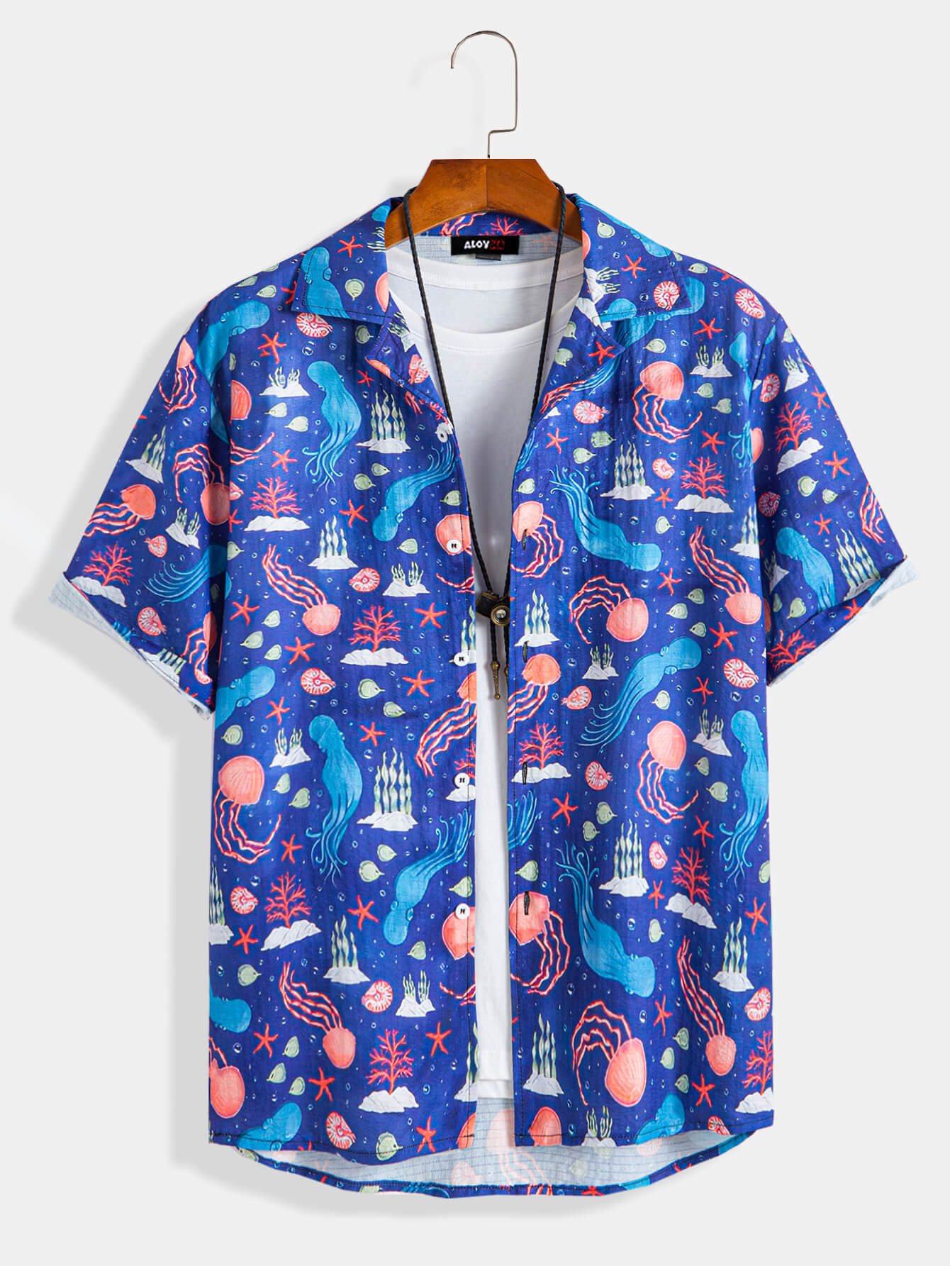 Men's Hawaiian Shirt Camp Collar Sea Animal Print Shirt