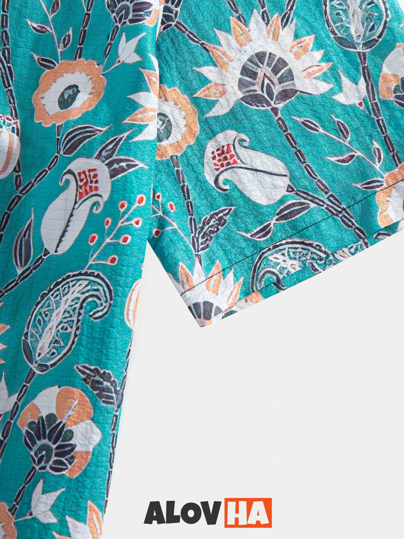 Men’s Hawaiian Shirt Paisley Print Seersucker Shirt