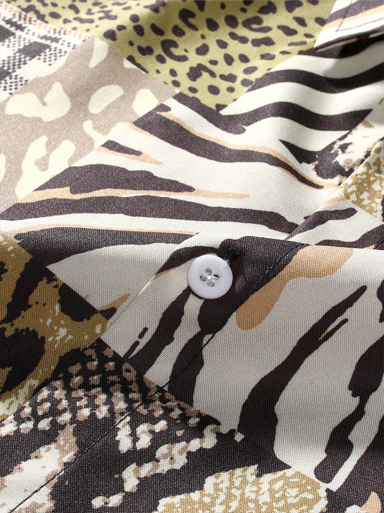 Men's Hawaiian Shirt Wild Leopard Print Button-Up Shirt