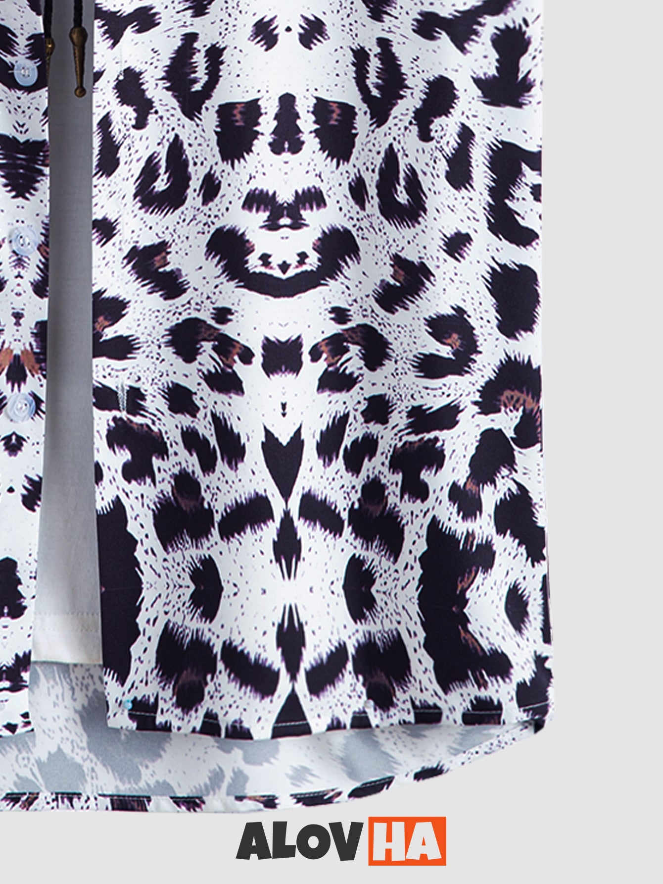 Men's Natural Leopard Print Animal Graphic Short Sleeve Button Up Cheetah Shirt