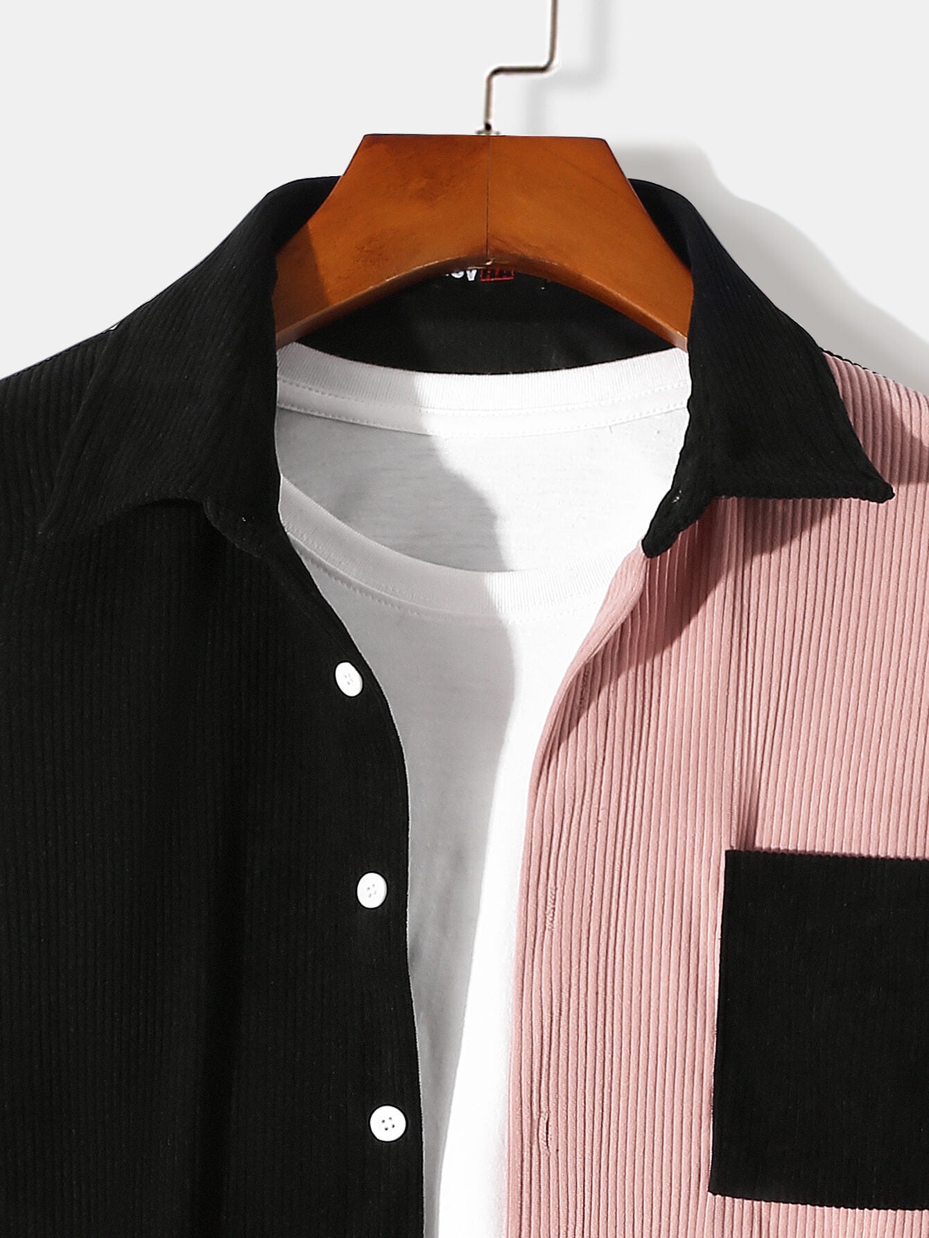 Men's Patchwork Corduroy Button Long Sleeve Shirt