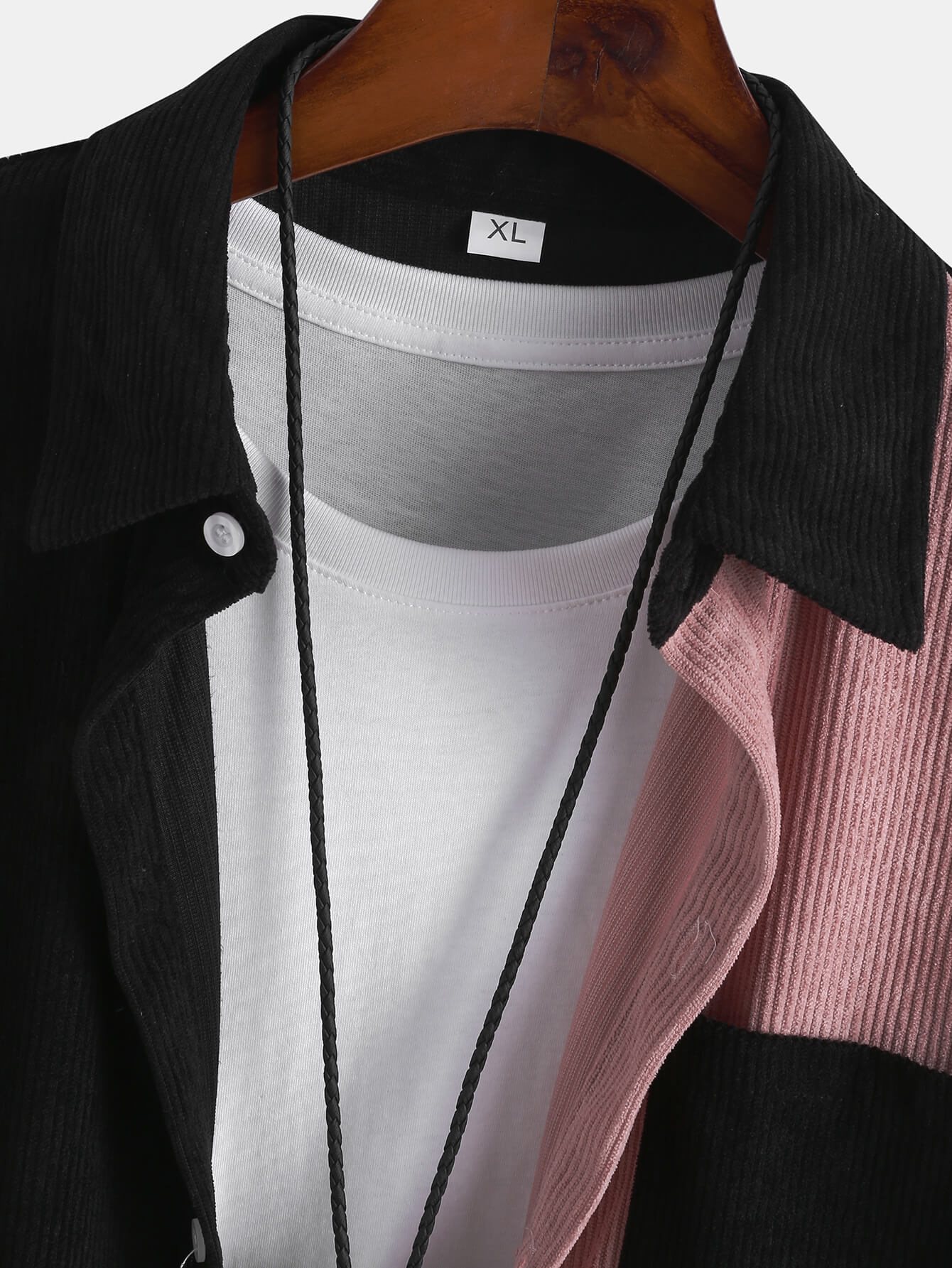 Men's Patchwork Corduroy Short Sleeve Two-Piece Set