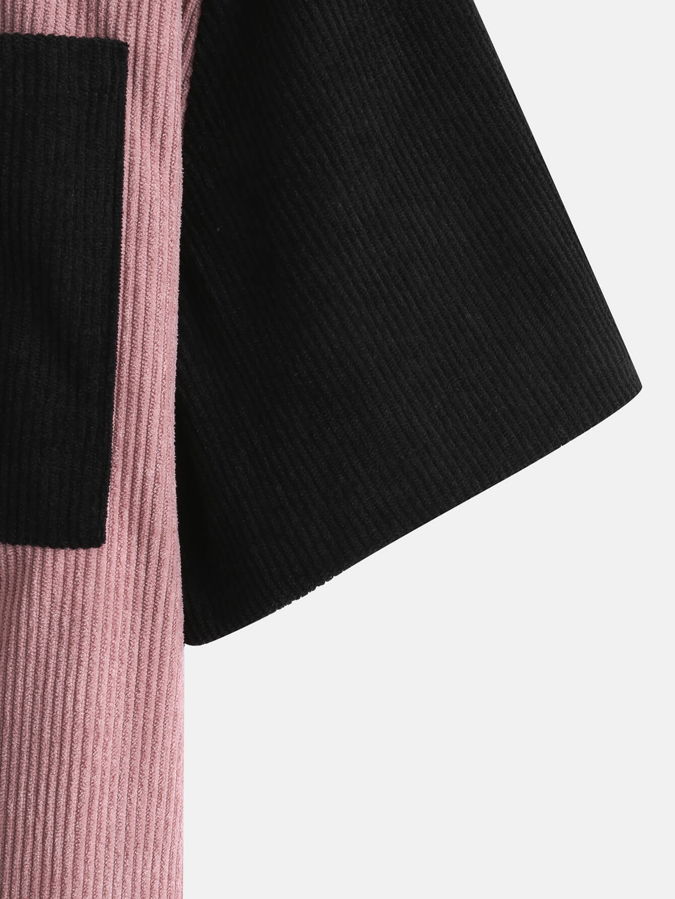 Men's Patchwork Corduroy Short Sleeve Two-Piece Set