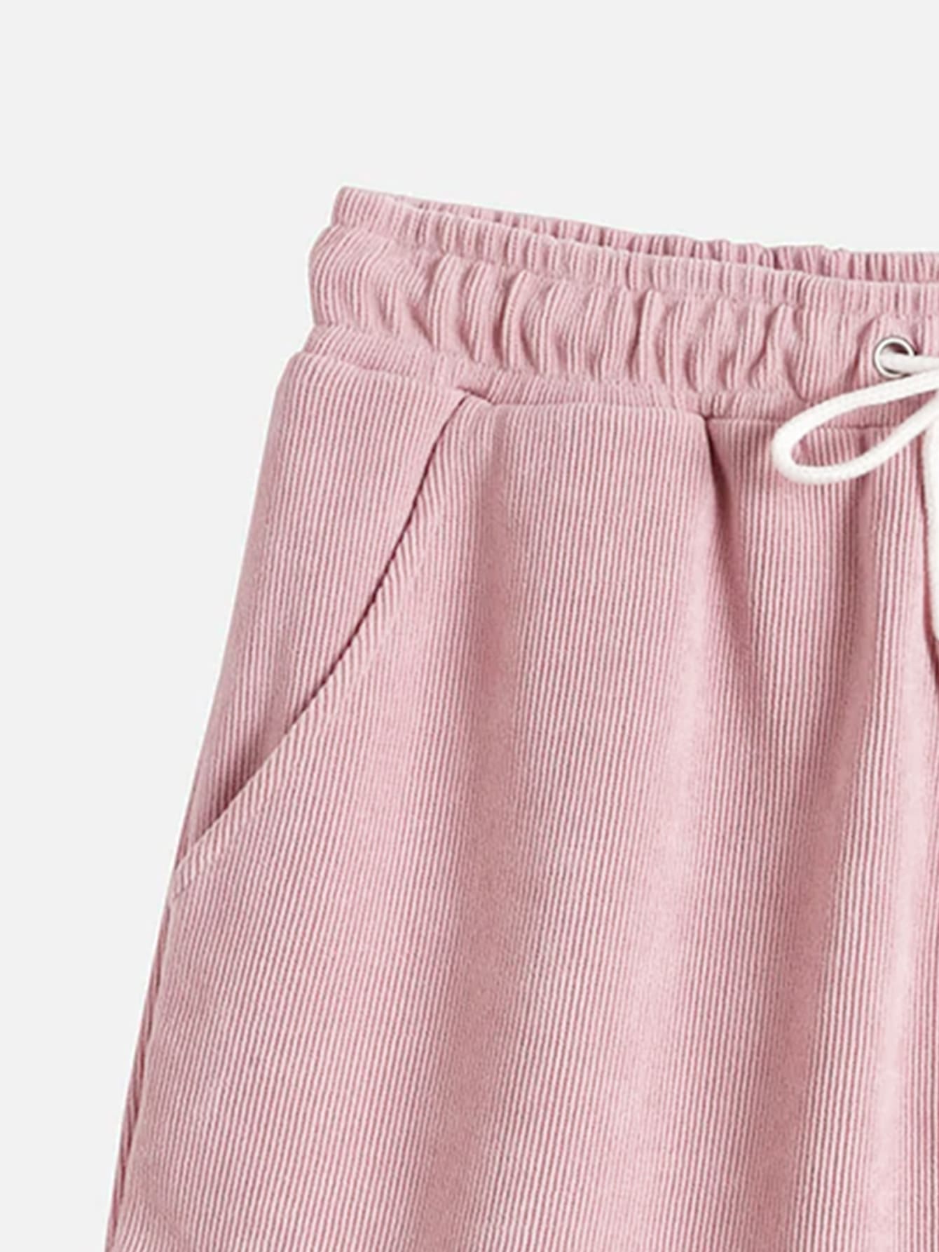 Men's Patchwork Corduroy Short Sleeve Two-Piece Set