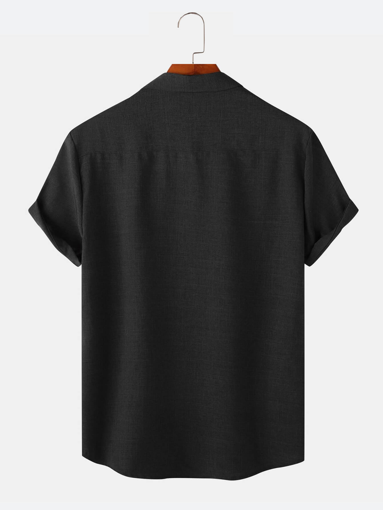 Men's Short Sleeve Button Up Shirt Fashion Linen Solid Color Shirt