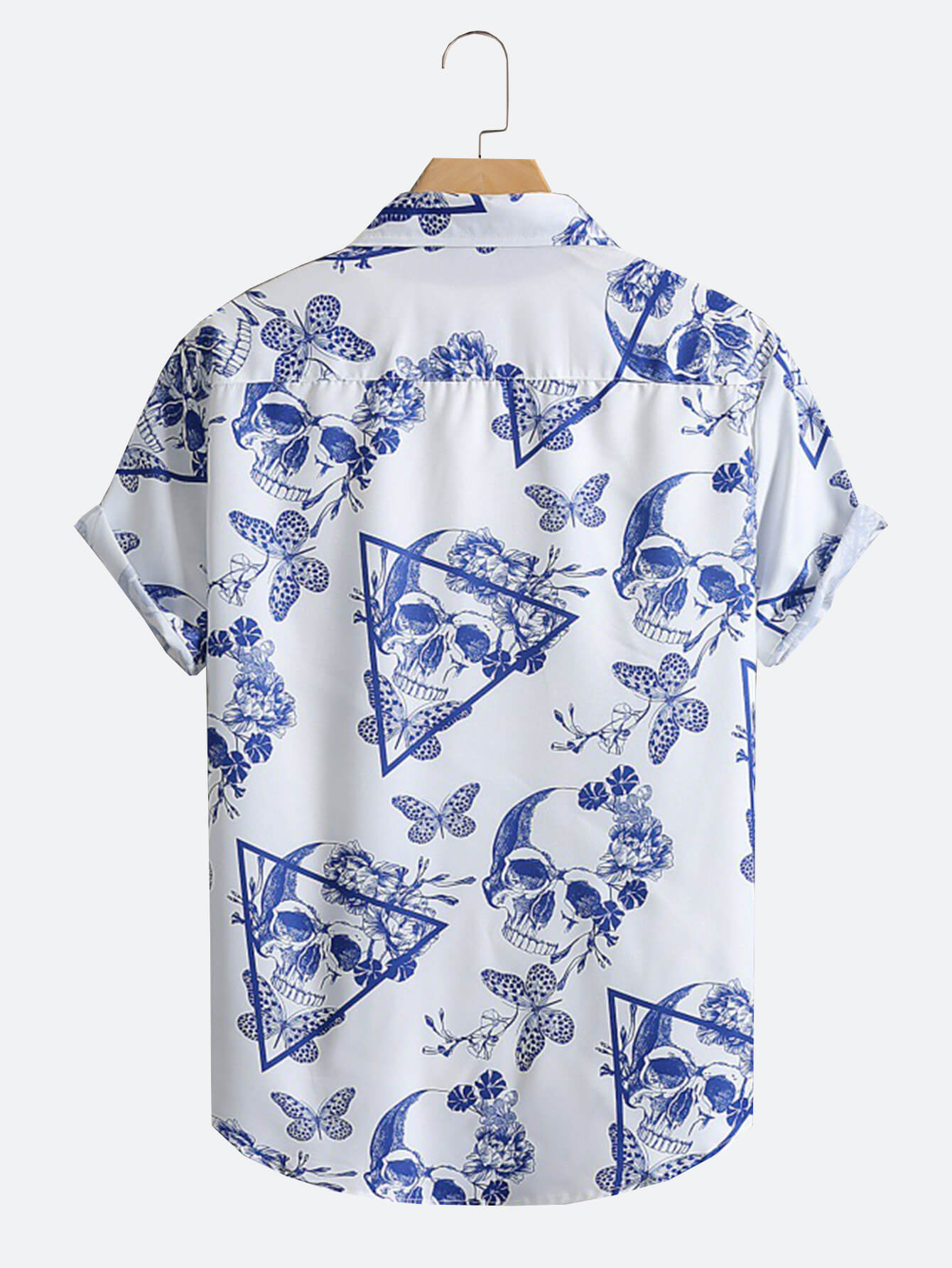 Men's Lapel Shirt Triangular Skull Print Short Sleeves