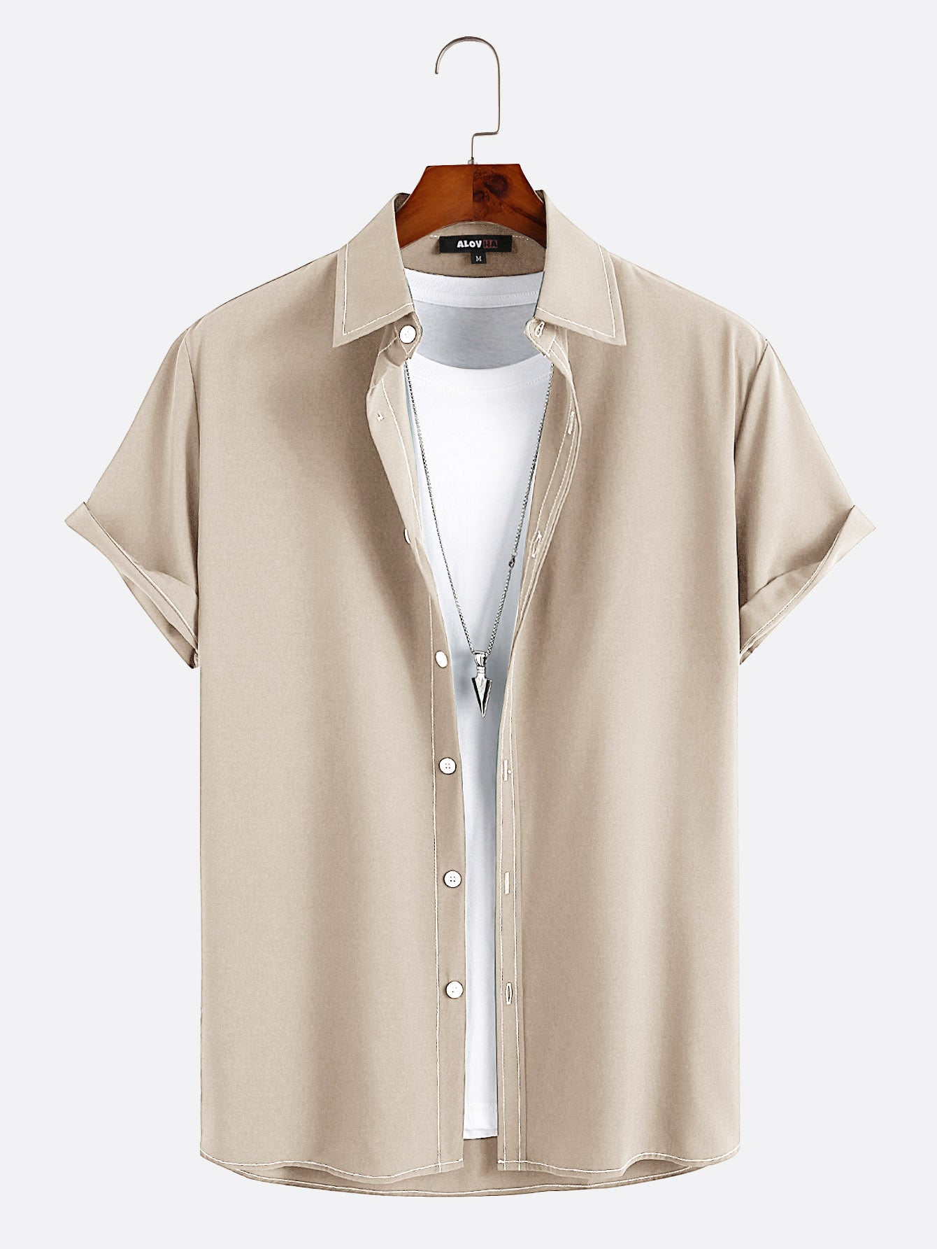 Mens 2023 New Work Shirt No Deformation Wrinkle Free Short Sleeve Button Up Solid Color Style