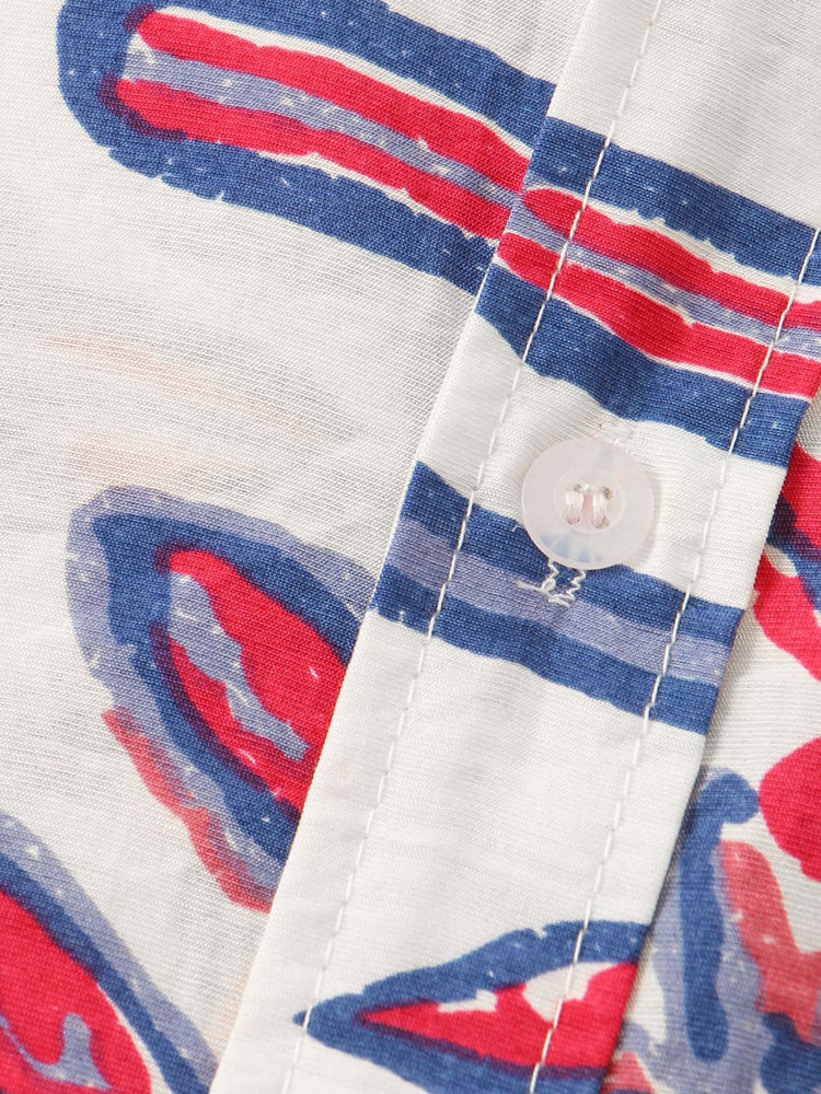 Mens Hawaiian Floral Short Sleeve Button Up Collared Aloha Vacation Shirt