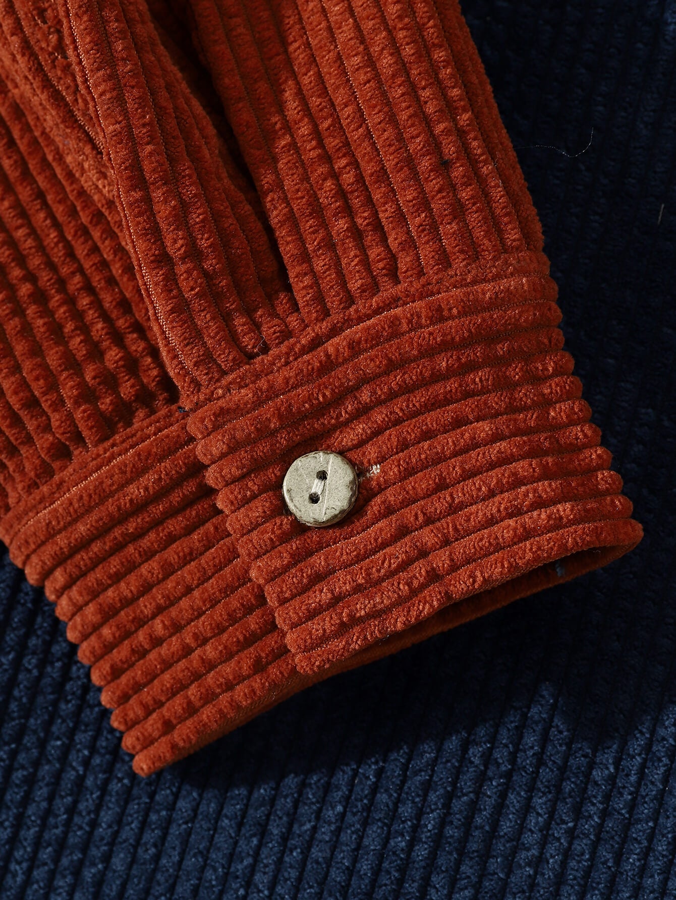 New Contrast Corduroy Patchwork Button Hoodie