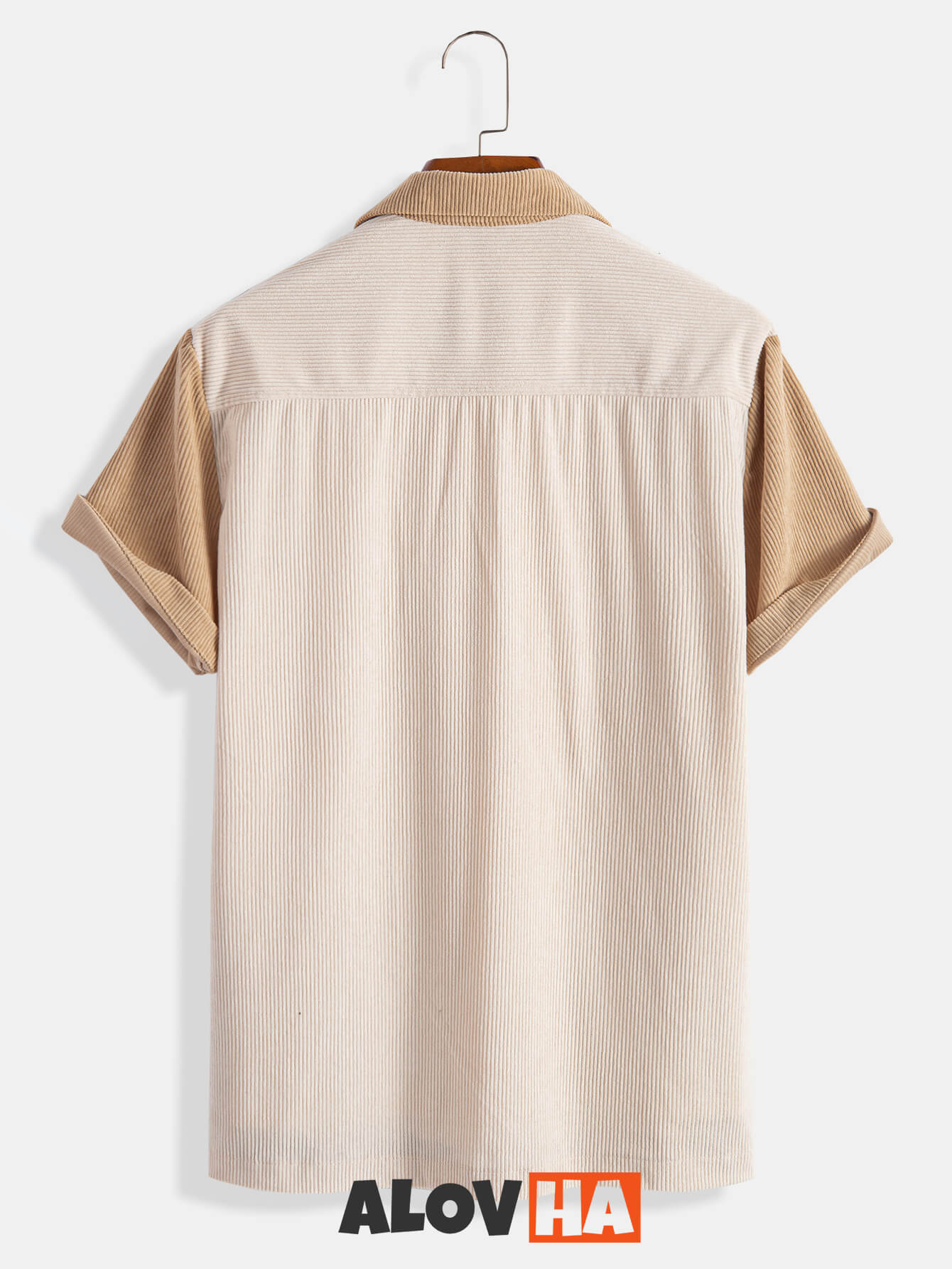 New Fashion Patchwork Corduroy Button-Up Shirt