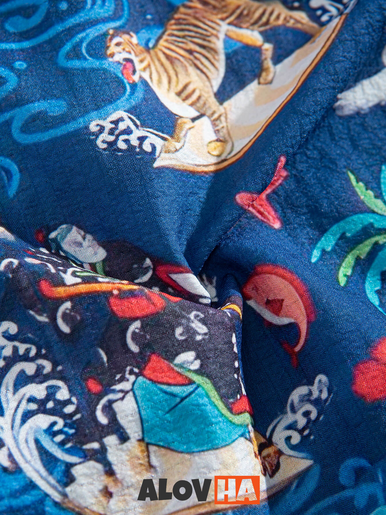 New Hawaiian Shirt Mermaid Tiger Surf Print Soft Shirt