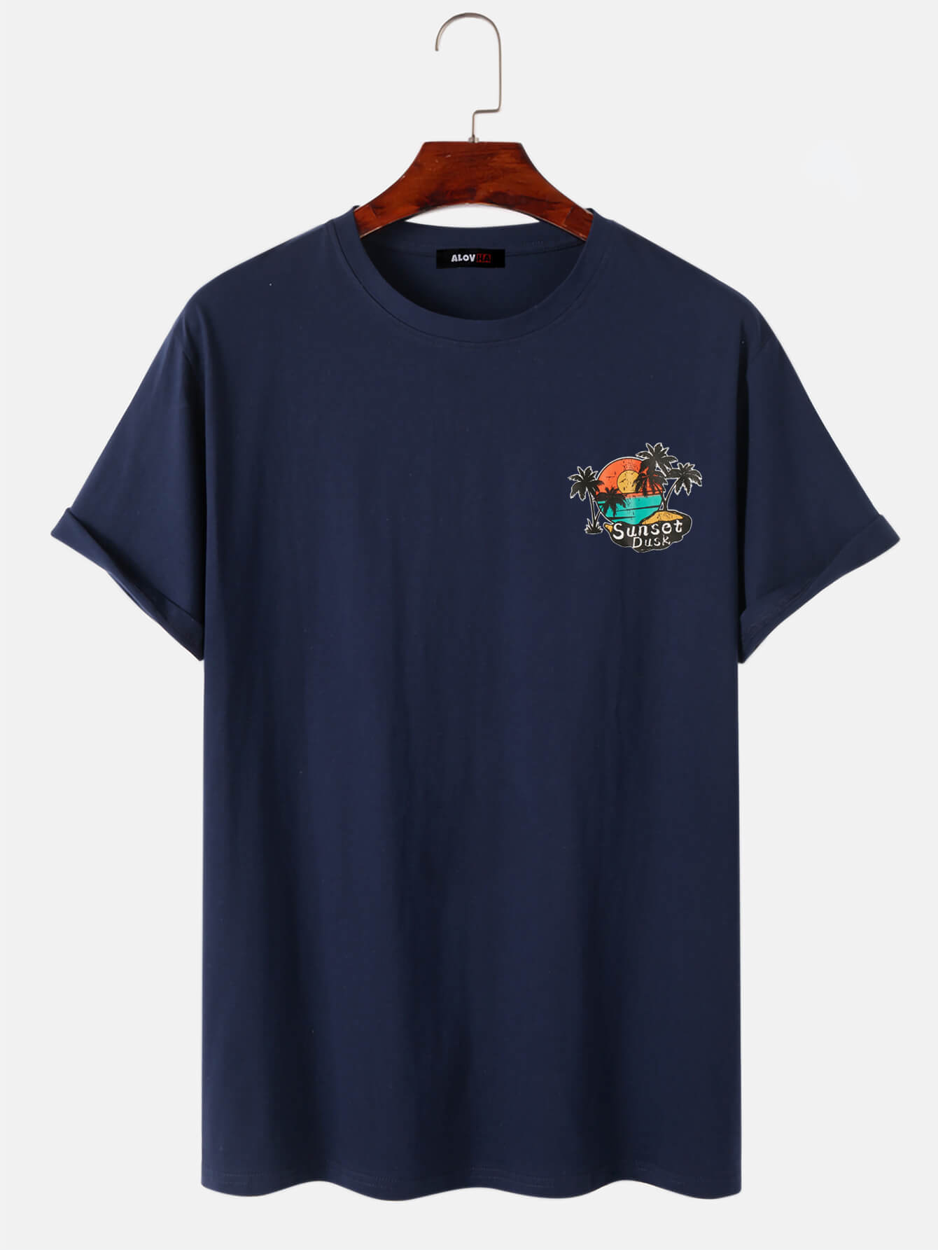 Plain Cotton Beach Print T-Shirt